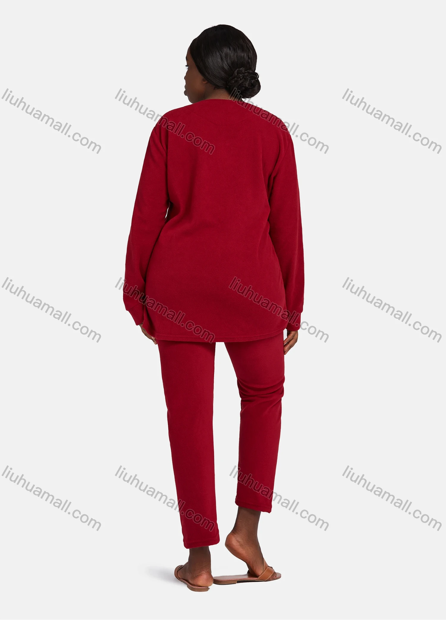 Wholesale Women's Vintage Lounge Long Sleeve Button Front Plain Rhinestone Butterfly Tops & Pants Pajamas Sets - Liuhuamall