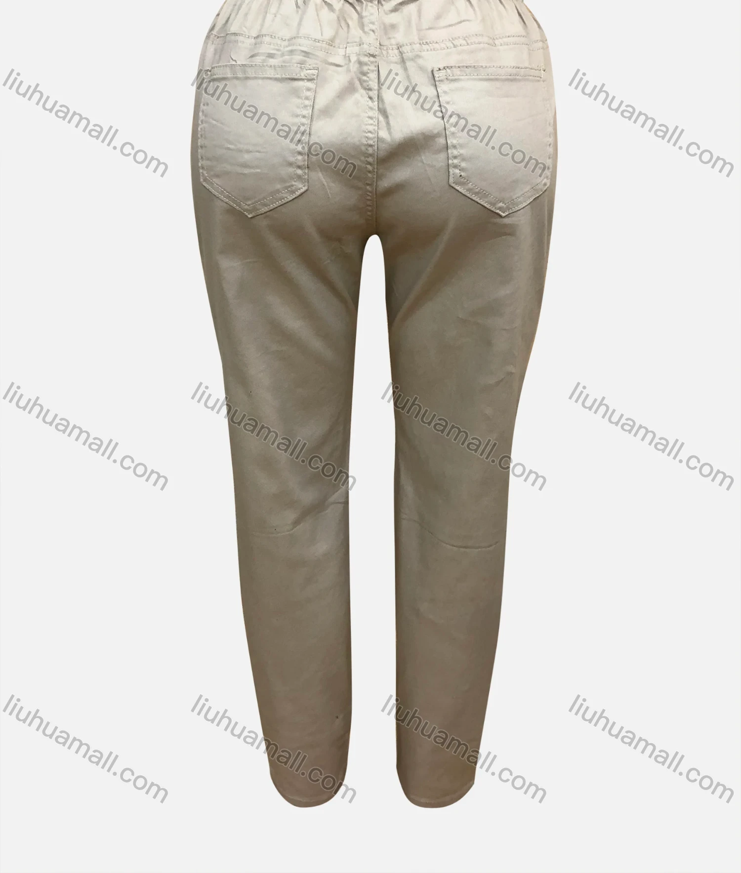 Wholesale Women's Ruffle Trim Drawstring Ripped Pockets Plain Casual Pants M2693# - Liuhuamall