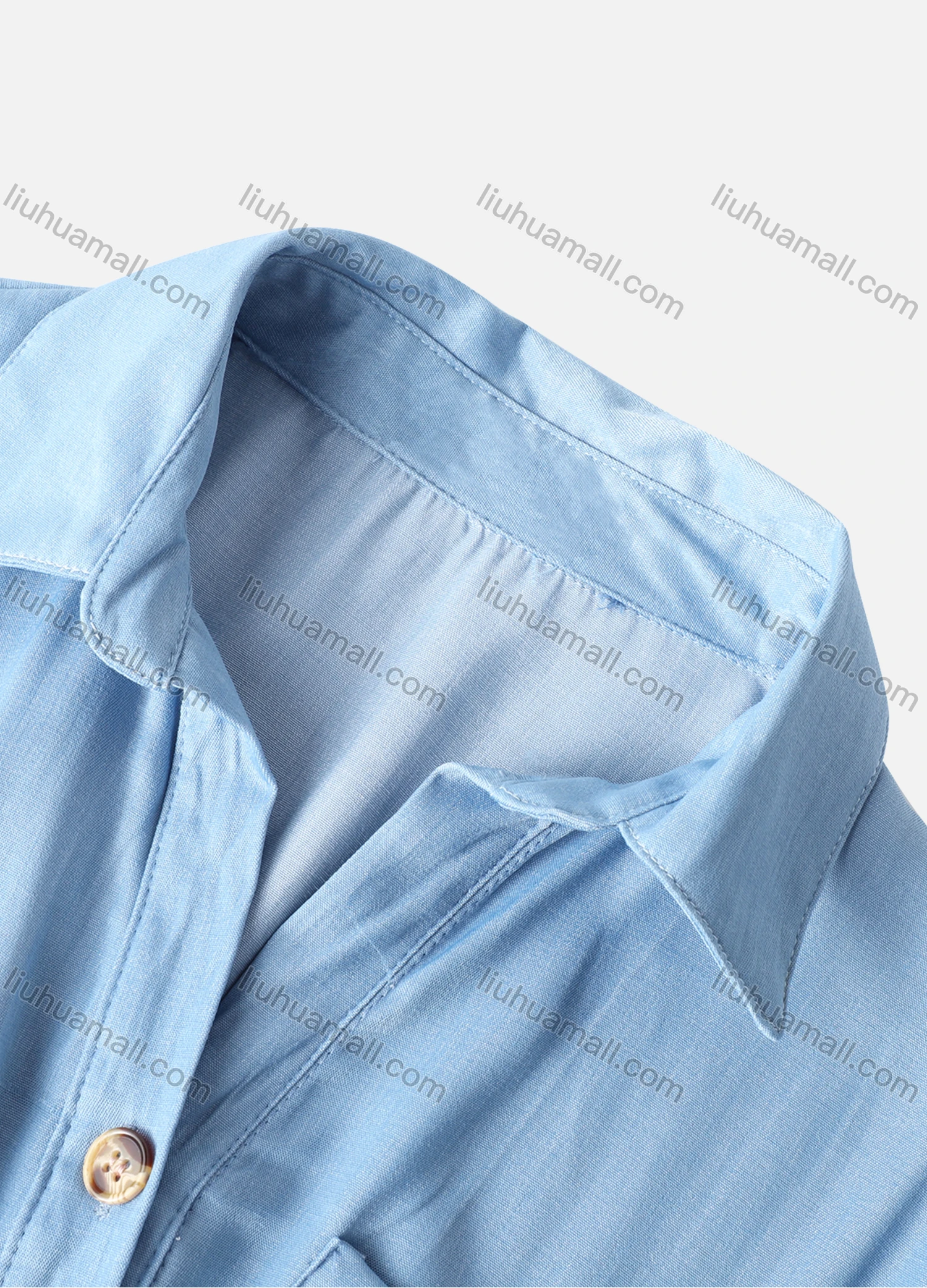 Wholesale Women's V Neck Short Sleeve Dual Pockets Button Front Curved Hem Drawstring Short Shirt Dress - Liuhuamall