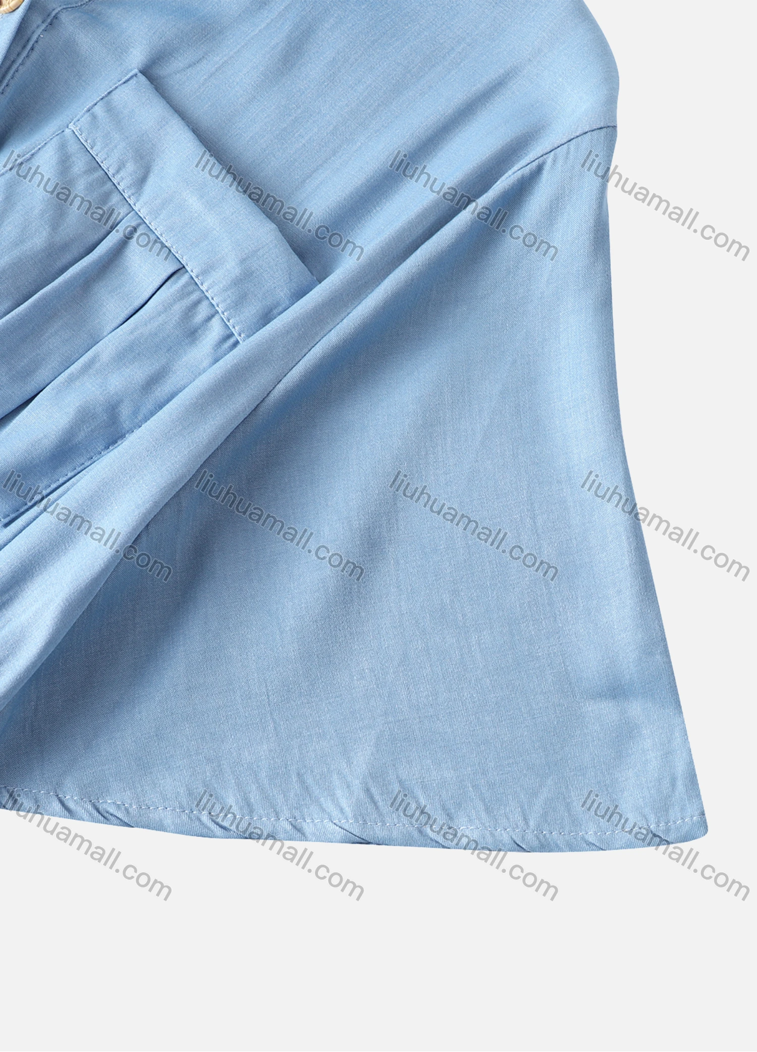 Wholesale Women's V Neck Short Sleeve Dual Pockets Button Front Curved Hem Drawstring Short Shirt Dress - Liuhuamall