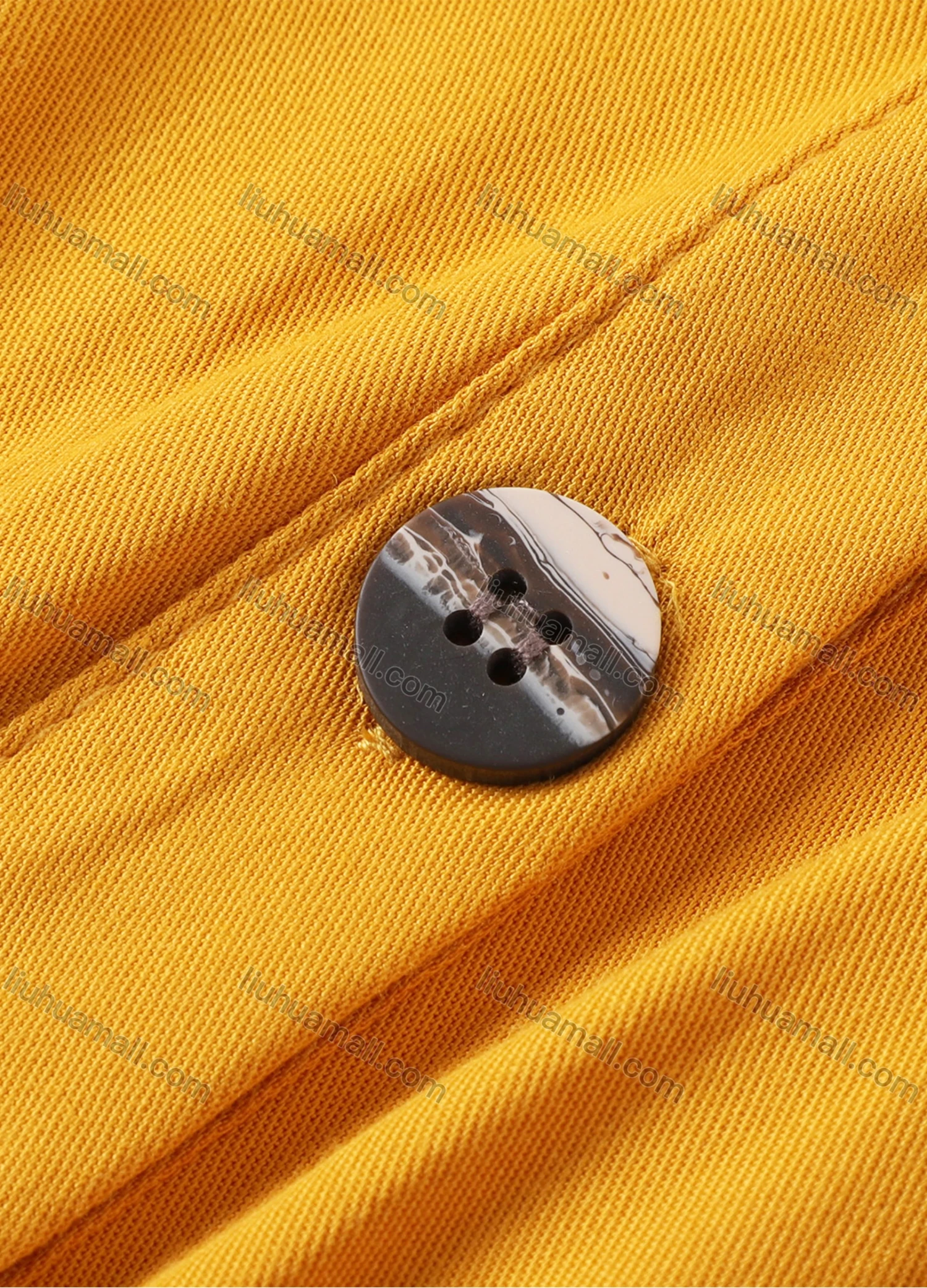 Wholesale Women's Lapel V Neck Long Sleeve Fake Pocket Button Drawstring Plain Short Shirt Dress - Liuhuamall