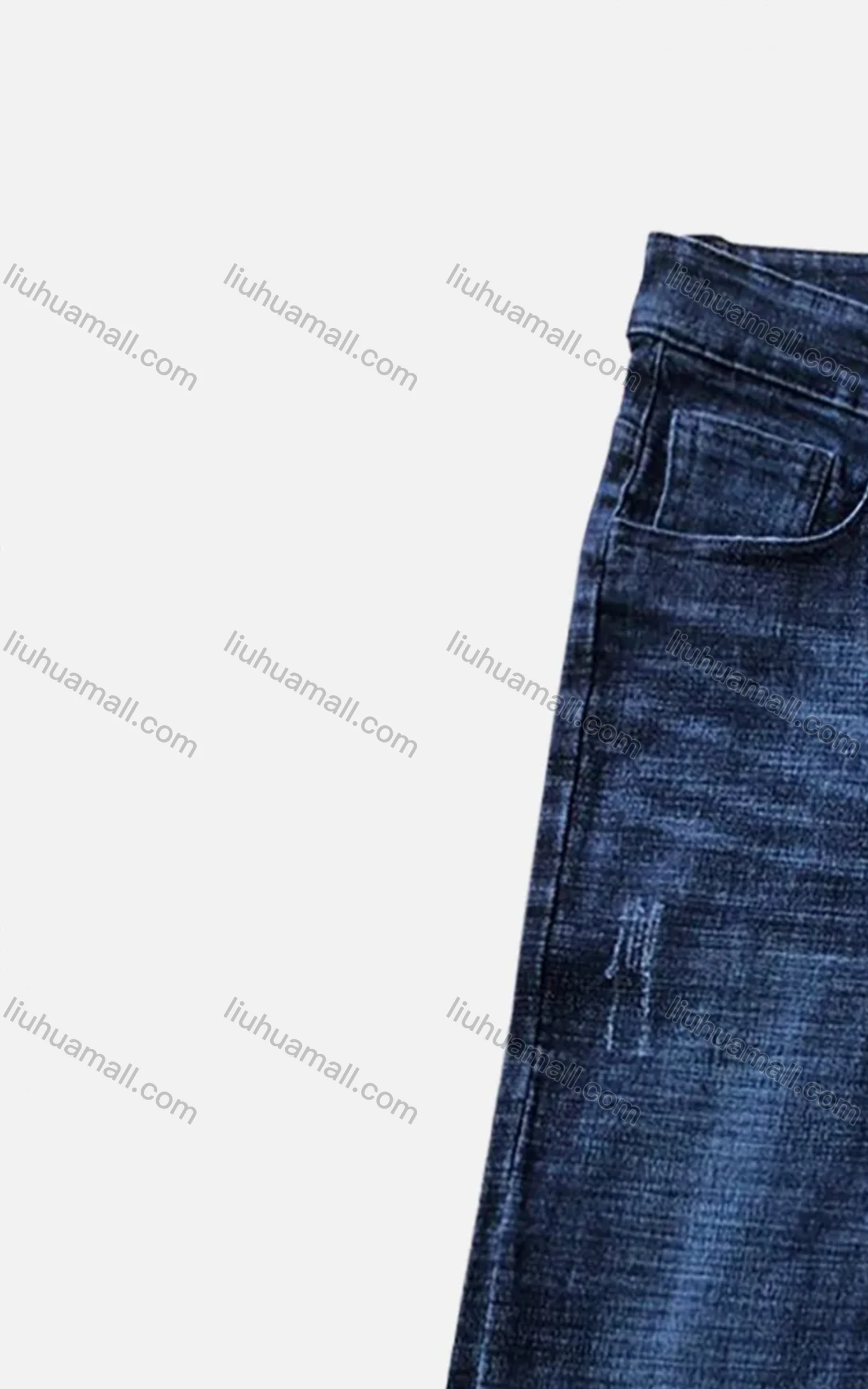 Wholesale Men's Casual Button Zipper Pockets Labelled Plain High Stretch Jean 6687# - Liuhuamall