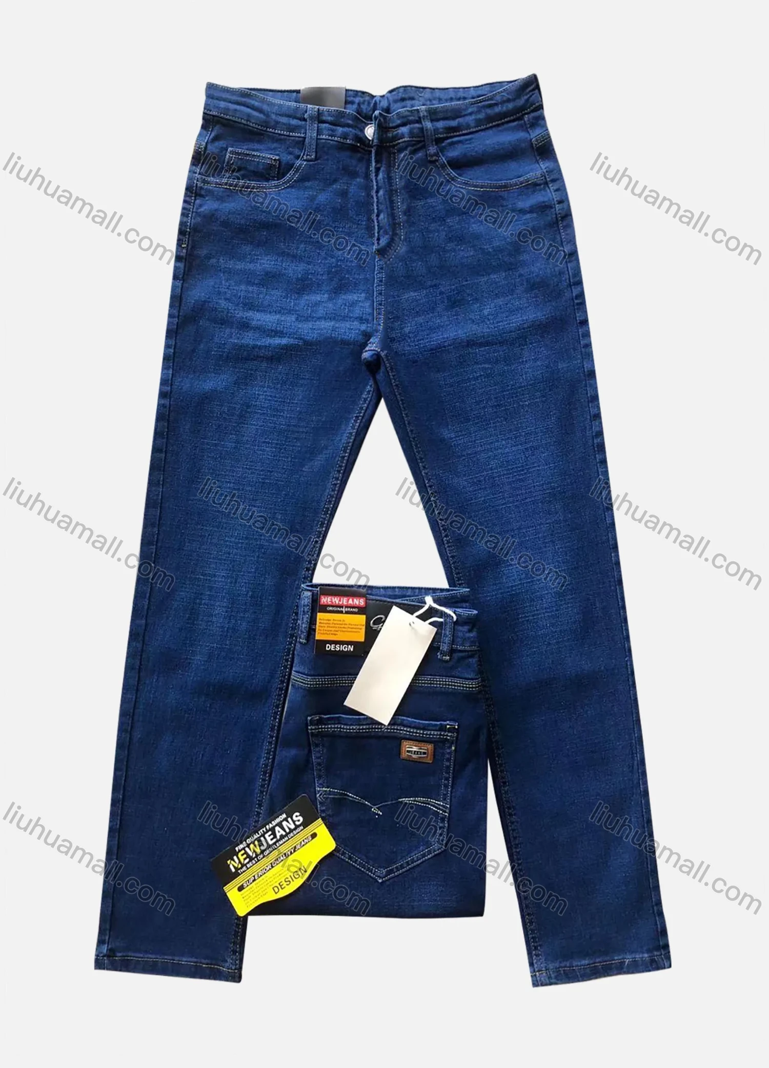 Wholesale Men's Casual Button Pockets Labelled Plain Jean 206# - Liuhuamall