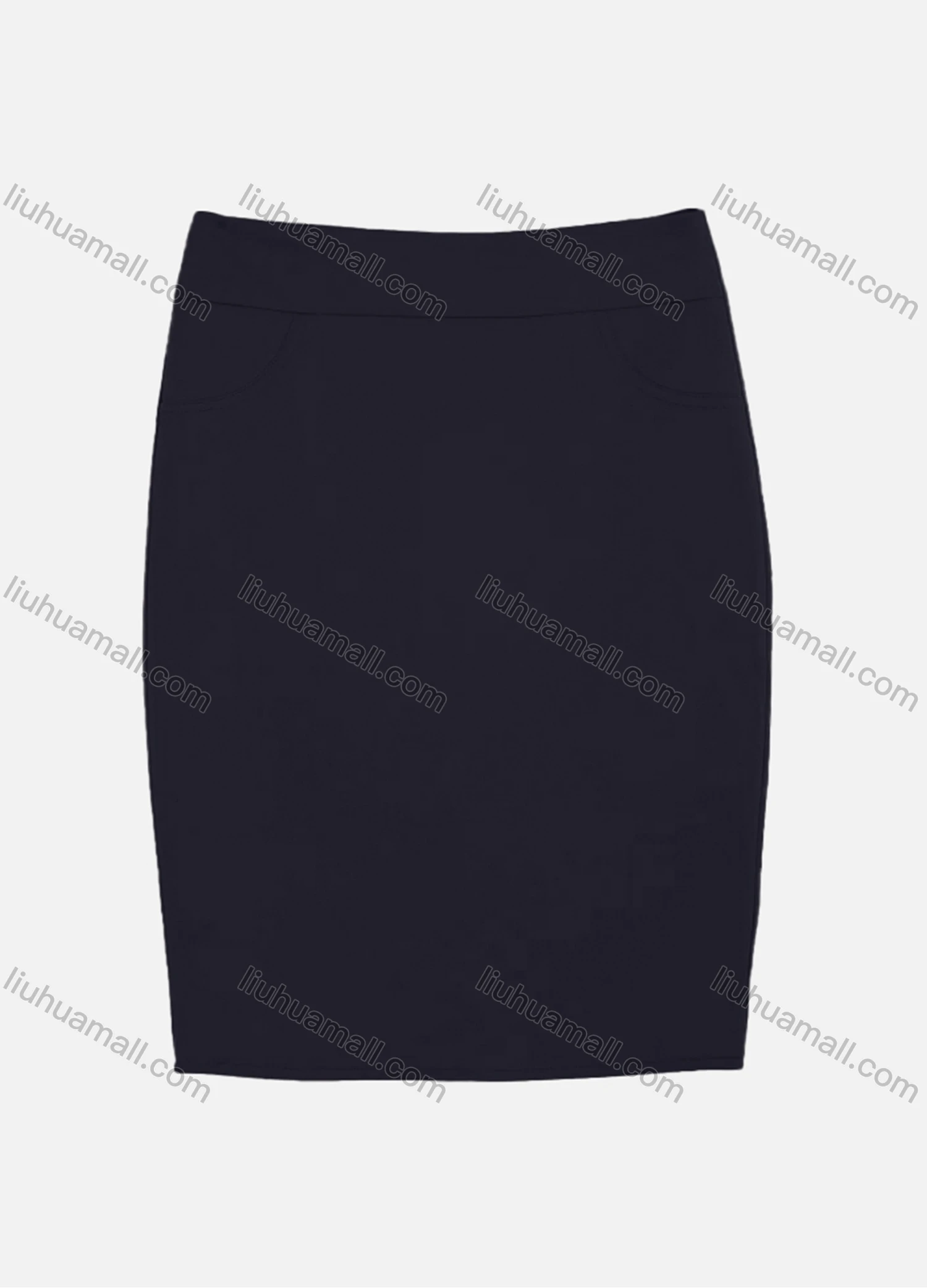 Wholesale Women's Slant Pocket Zipper Back Slit Plain Short Skirts 2050-6789# - Liuhuamall