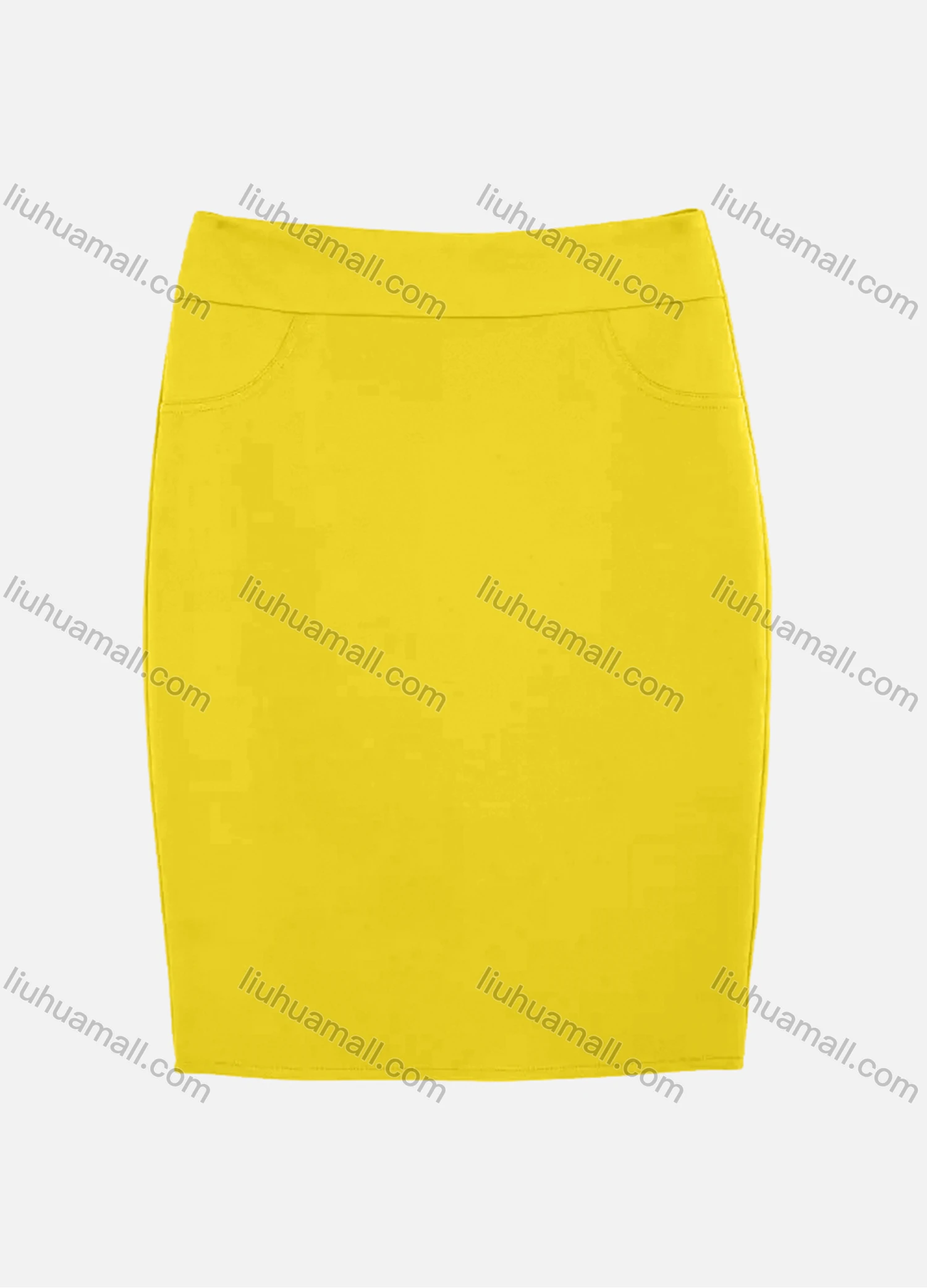 Wholesale Women's Slant Pocket Zipper Back Slit Plain Short Skirts 2050-6789# - Liuhuamall