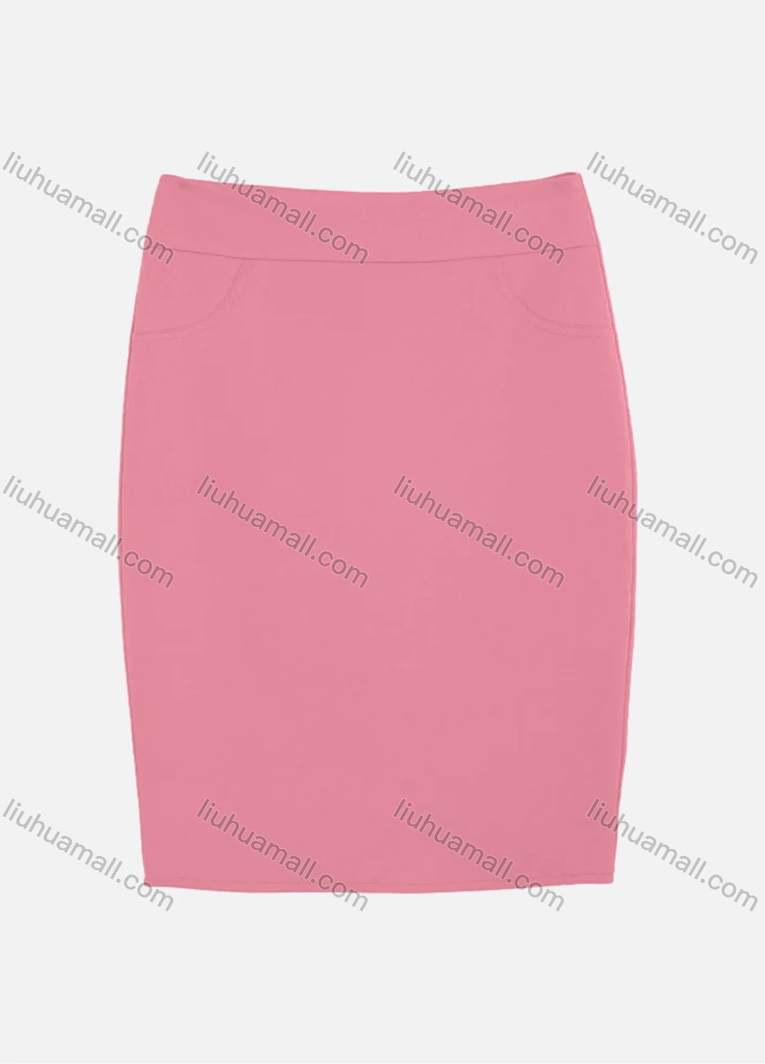 Wholesale Women's Slant Pocket Zipper Back Slit Plain Short Skirts 2050-6789# - Liuhuamall