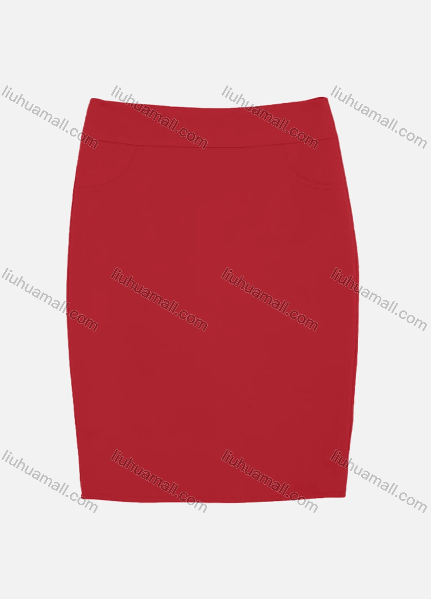 Wholesale Women's Slant Pocket Zipper Back Slit Plain Short Skirts 2050-6789# - Liuhuamall