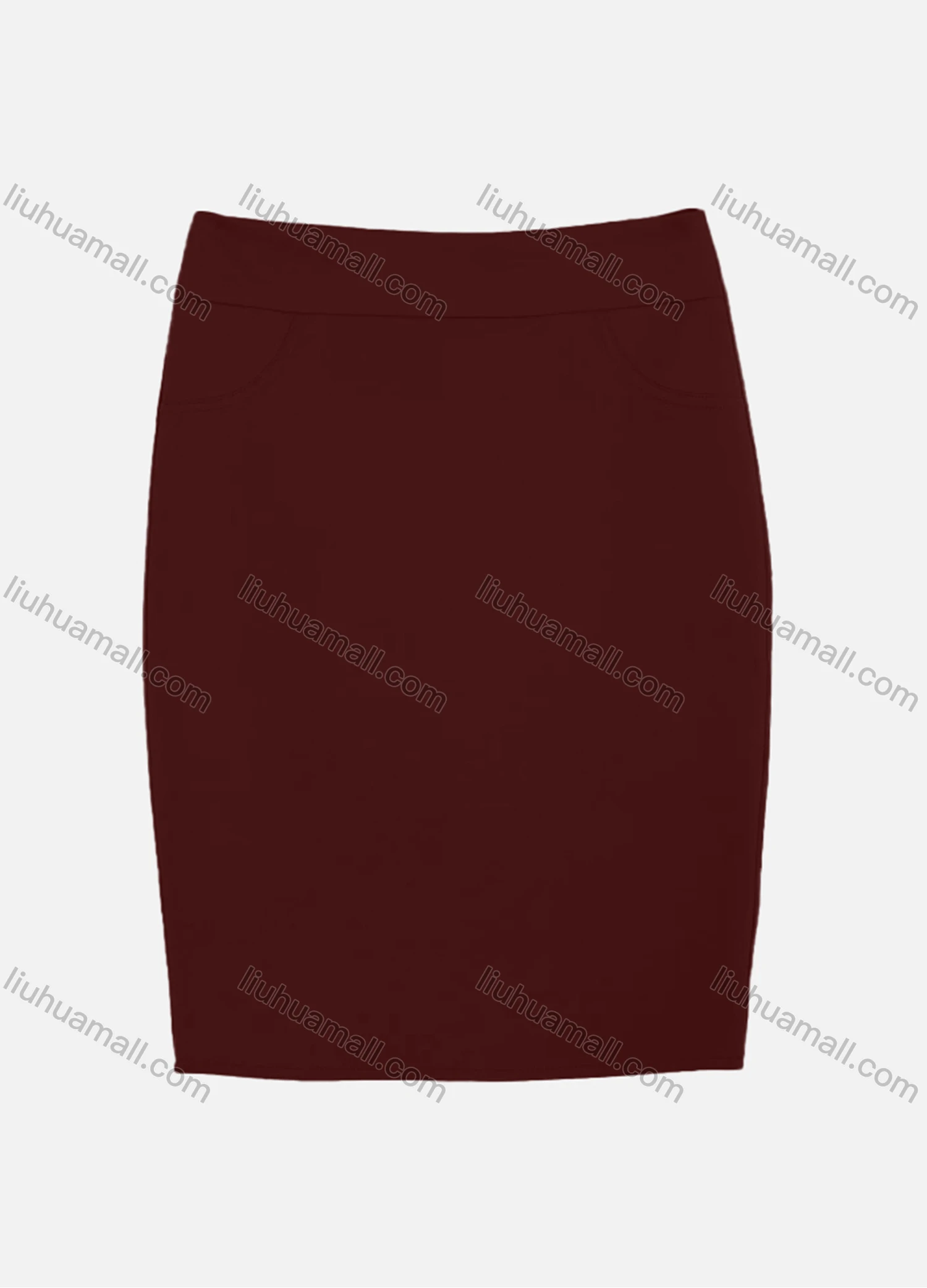 Wholesale Women's Slant Pocket Zipper Back Slit Plain Short Skirts 2050-6789# - Liuhuamall