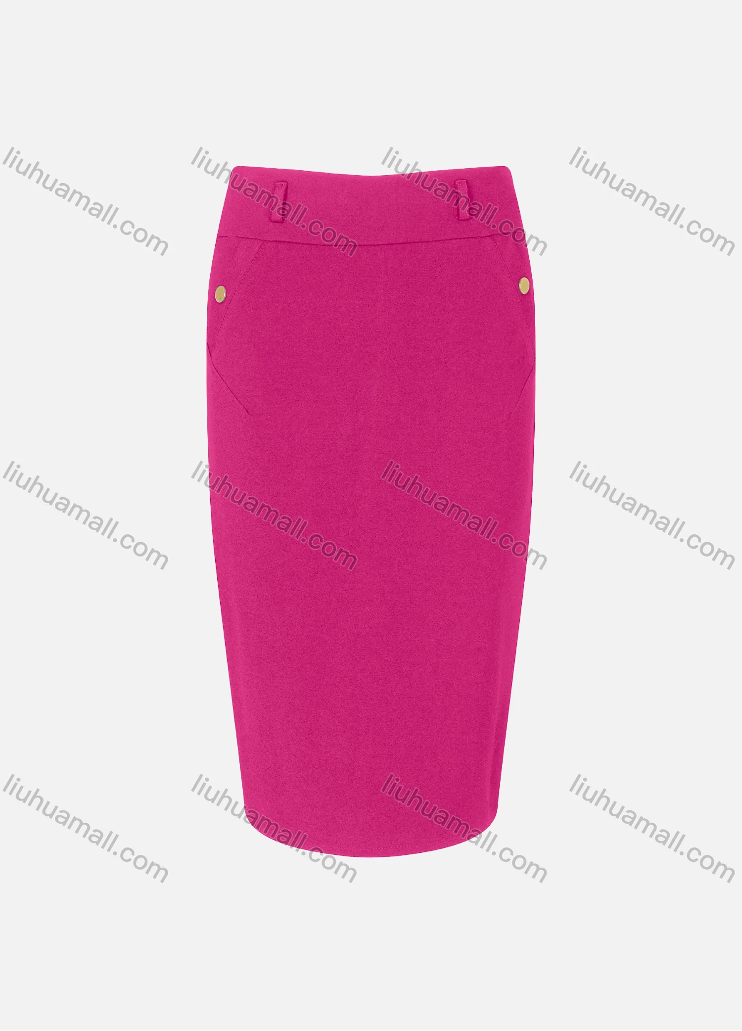 Wholesale Women's Zipper Slant Pocket Front Slit Plain Midi Skirts - Liuhuamall