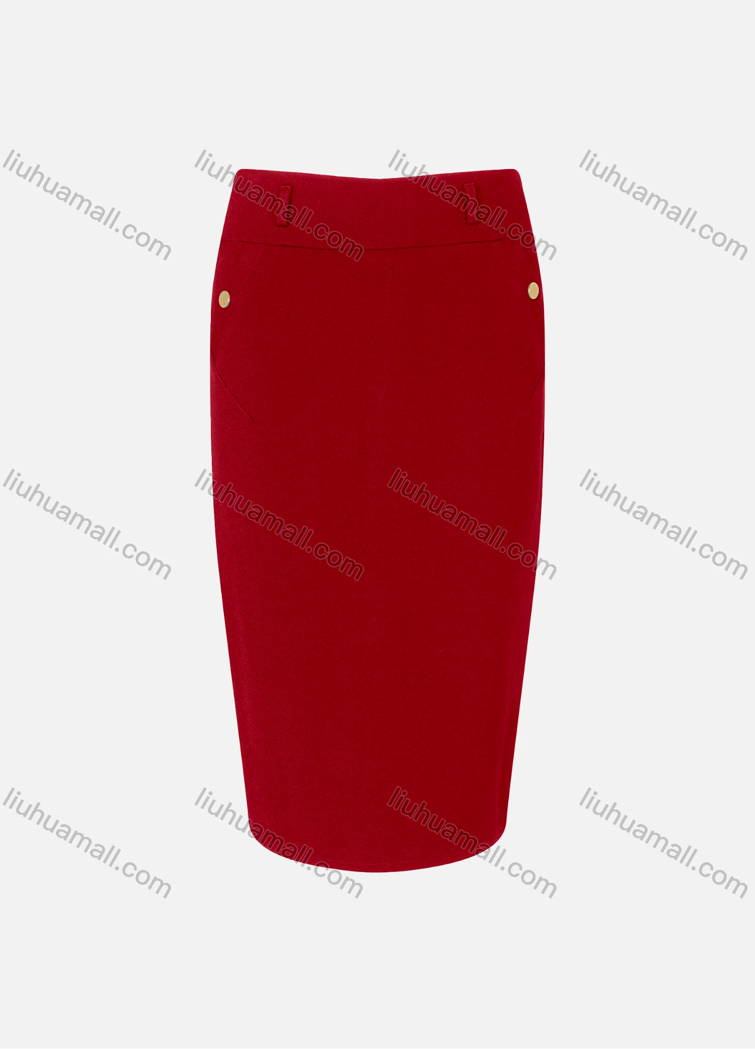 Wholesale Women's Zipper Slant Pocket Front Slit Plain Midi Skirts - Liuhuamall