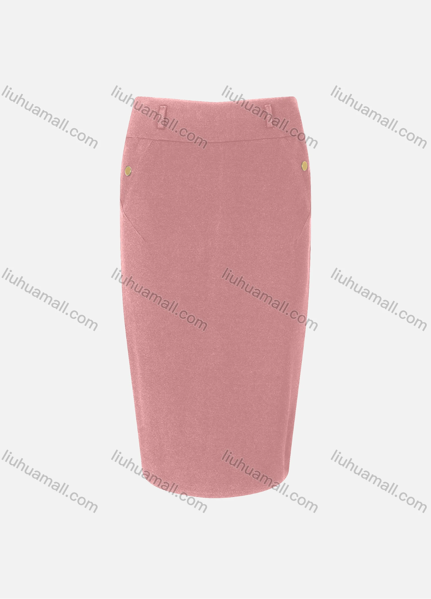 Wholesale Women's Zipper Slant Pocket Front Slit Plain Midi Skirts - Liuhuamall