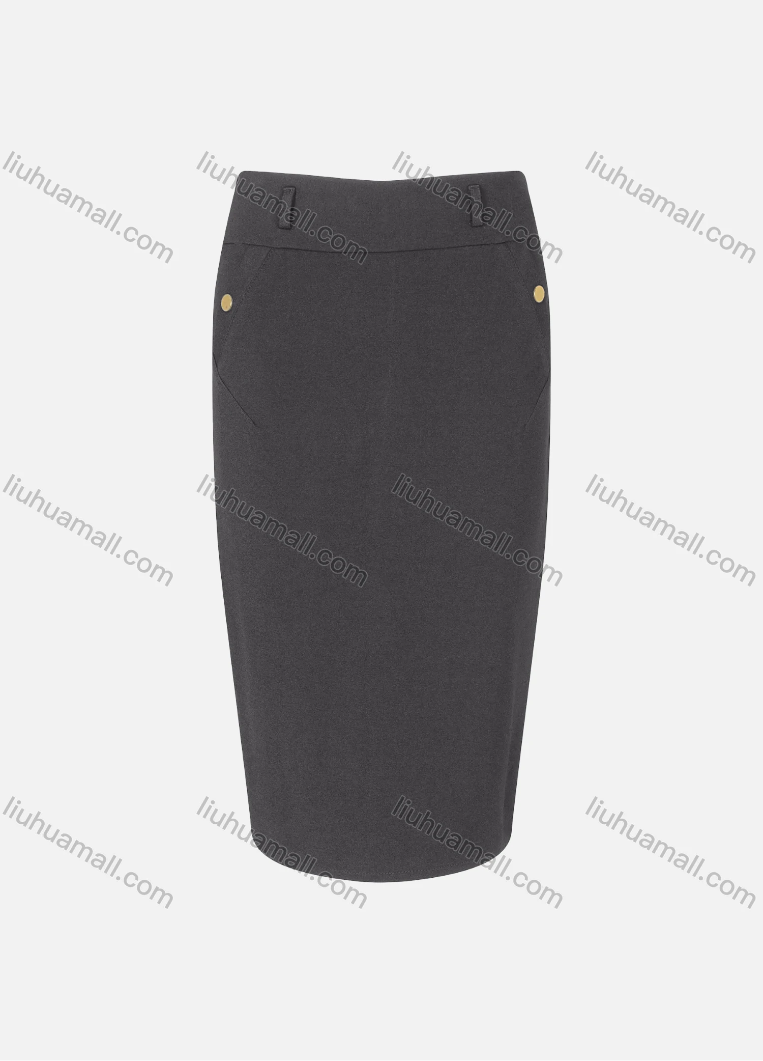Wholesale Women's Zipper Slant Pocket Front Slit Plain Midi Skirts - Liuhuamall