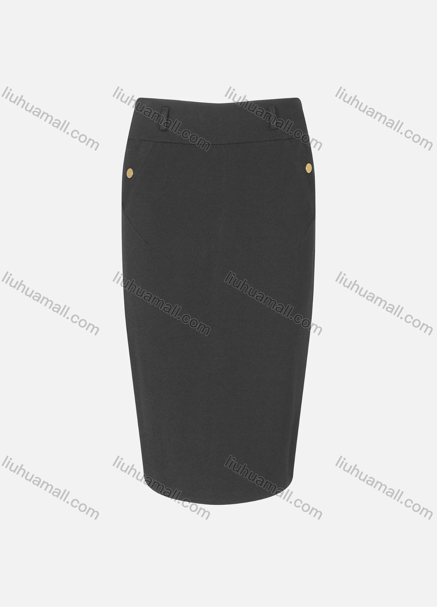 Wholesale Women's Zipper Slant Pocket Front Slit Plain Midi Skirts - Liuhuamall