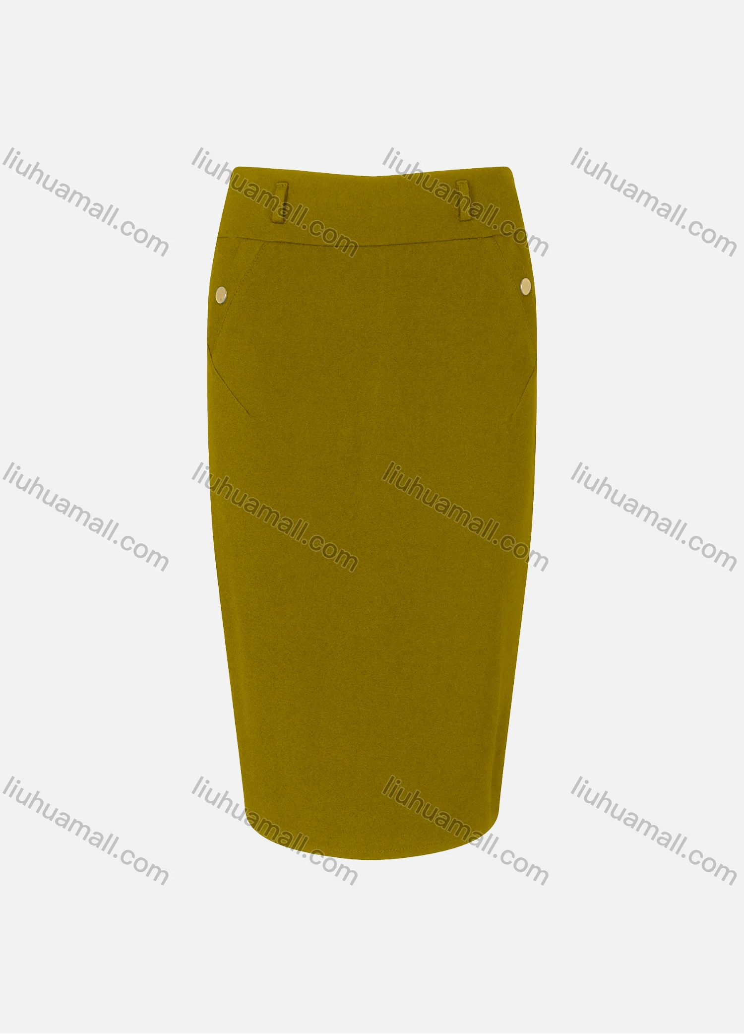 Wholesale Women's Zipper Slant Pocket Front Slit Plain Midi Skirts - Liuhuamall
