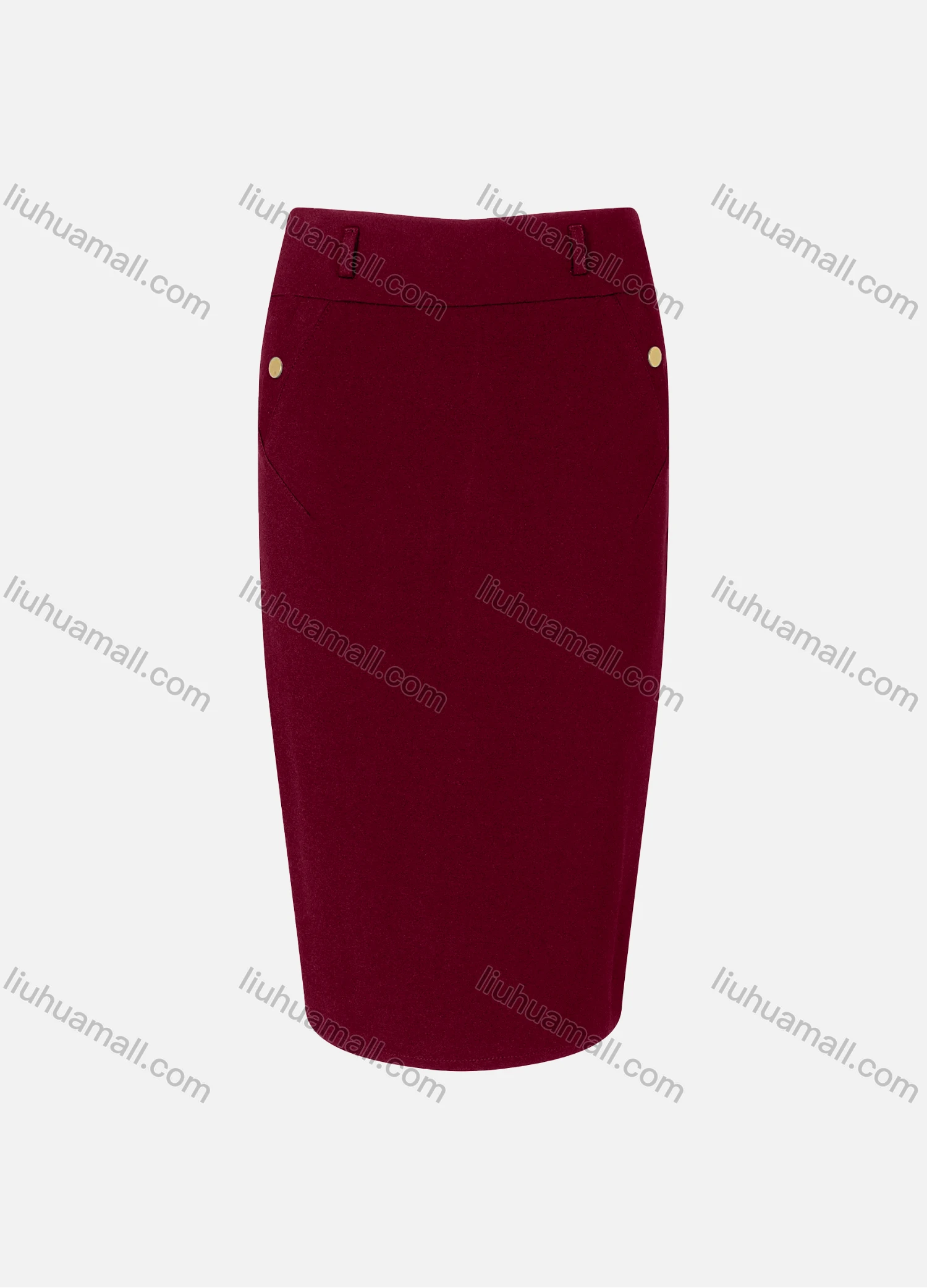Wholesale Women's Zipper Slant Pocket Front Slit Plain Midi Skirts - Liuhuamall