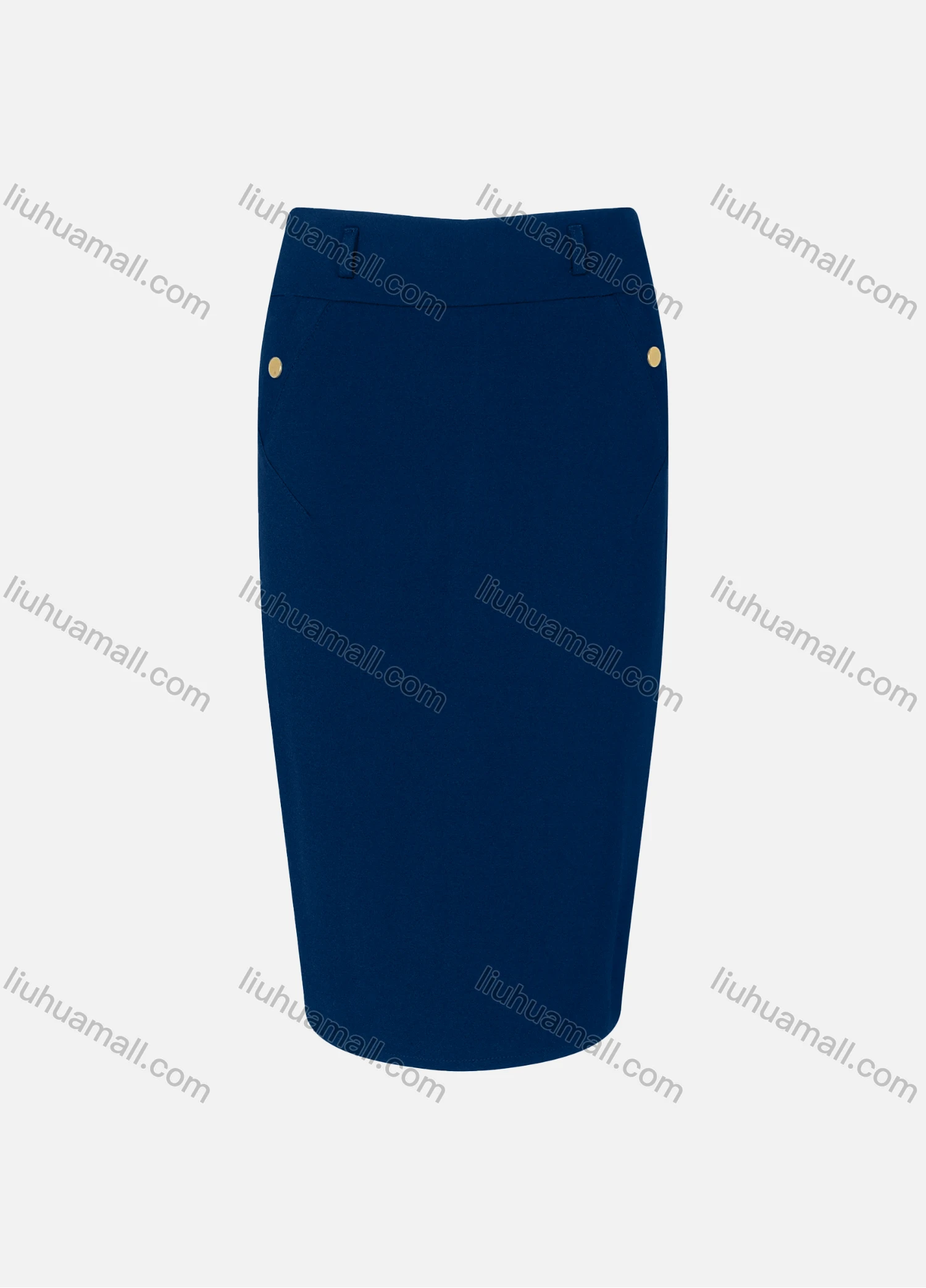 Wholesale Women's Zipper Slant Pocket Front Slit Plain Midi Skirts - Liuhuamall