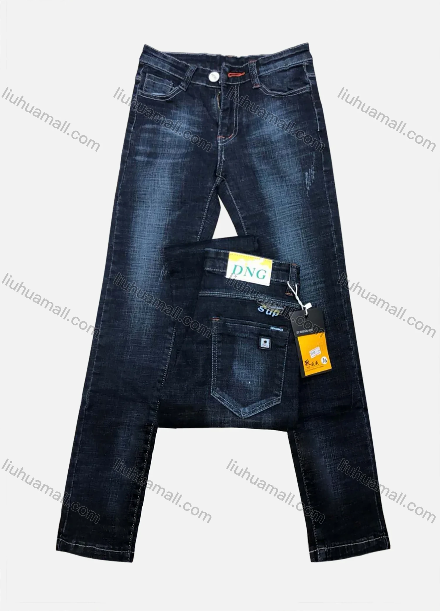 Wholesale Boys Button Pockets Labelled Embroidered Letter Plain Jean - Liuhuamall