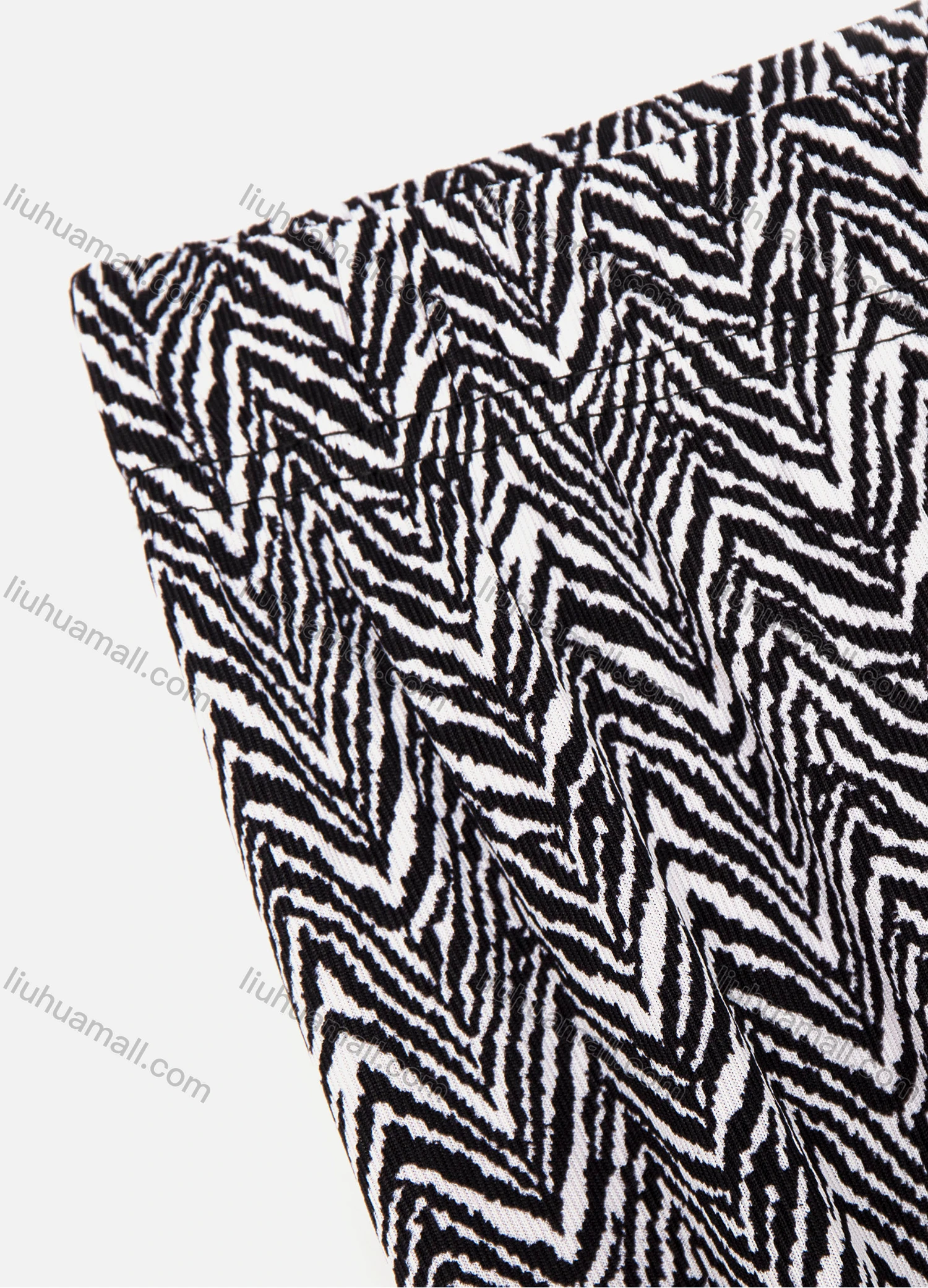 Wholesale Women's Elastic Waist Chevron Print Rib-Knit Wide Leg Pants - Liuhuamall