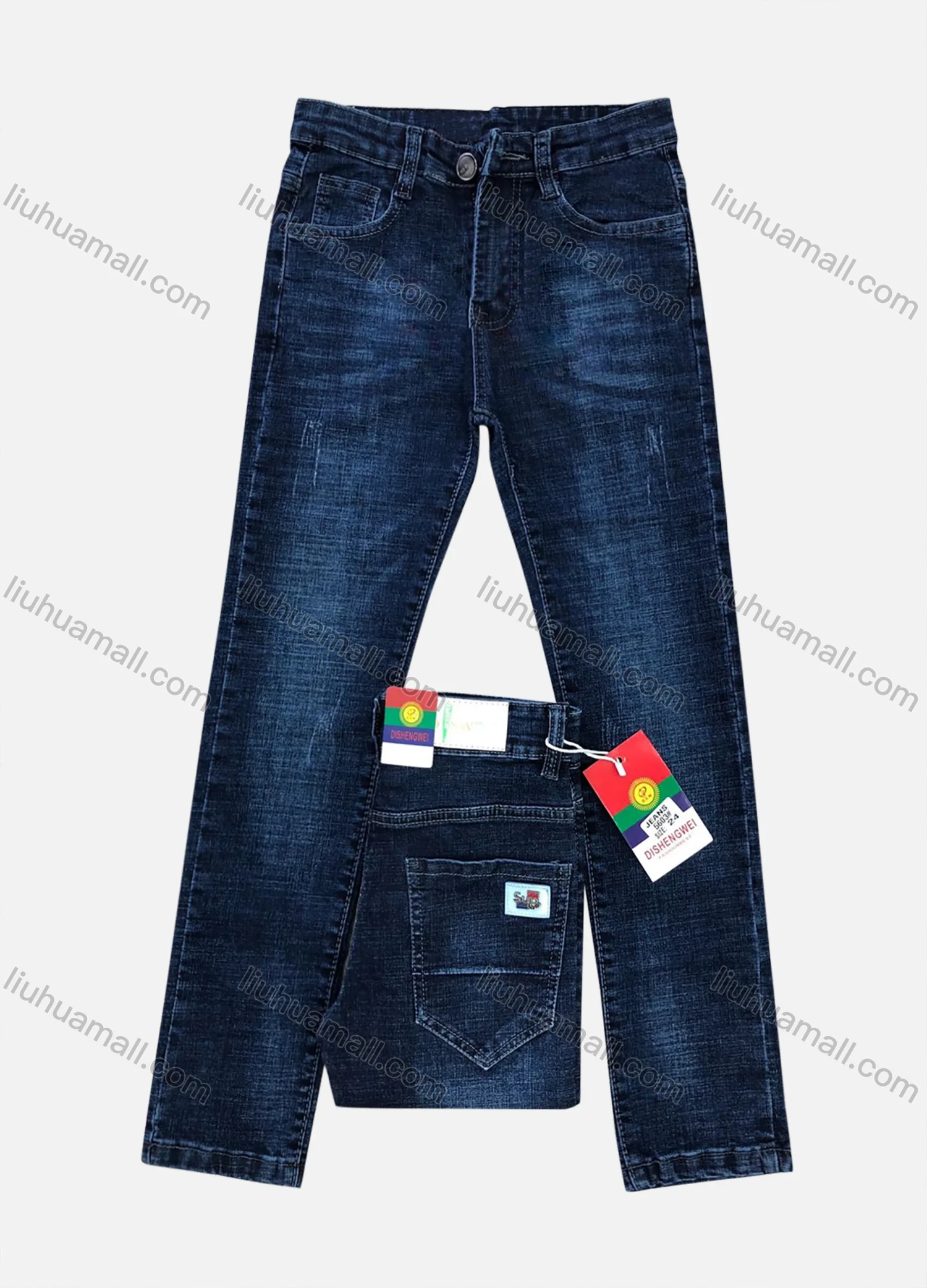 Wholesale Boys Comfort Distressed Zipper Pockets Labelled High Stretch Jean - Liuhuamall