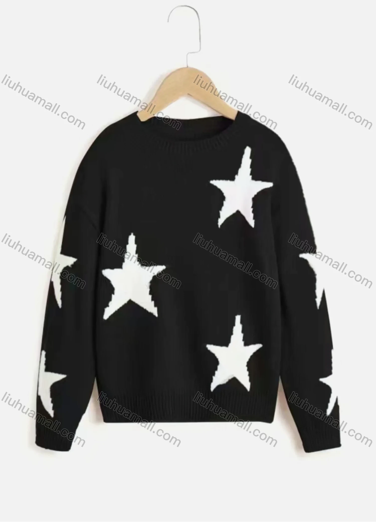 Wholesale Women's Cute Star Print Long Sleeve Pullover Sweater - Liuhuamall