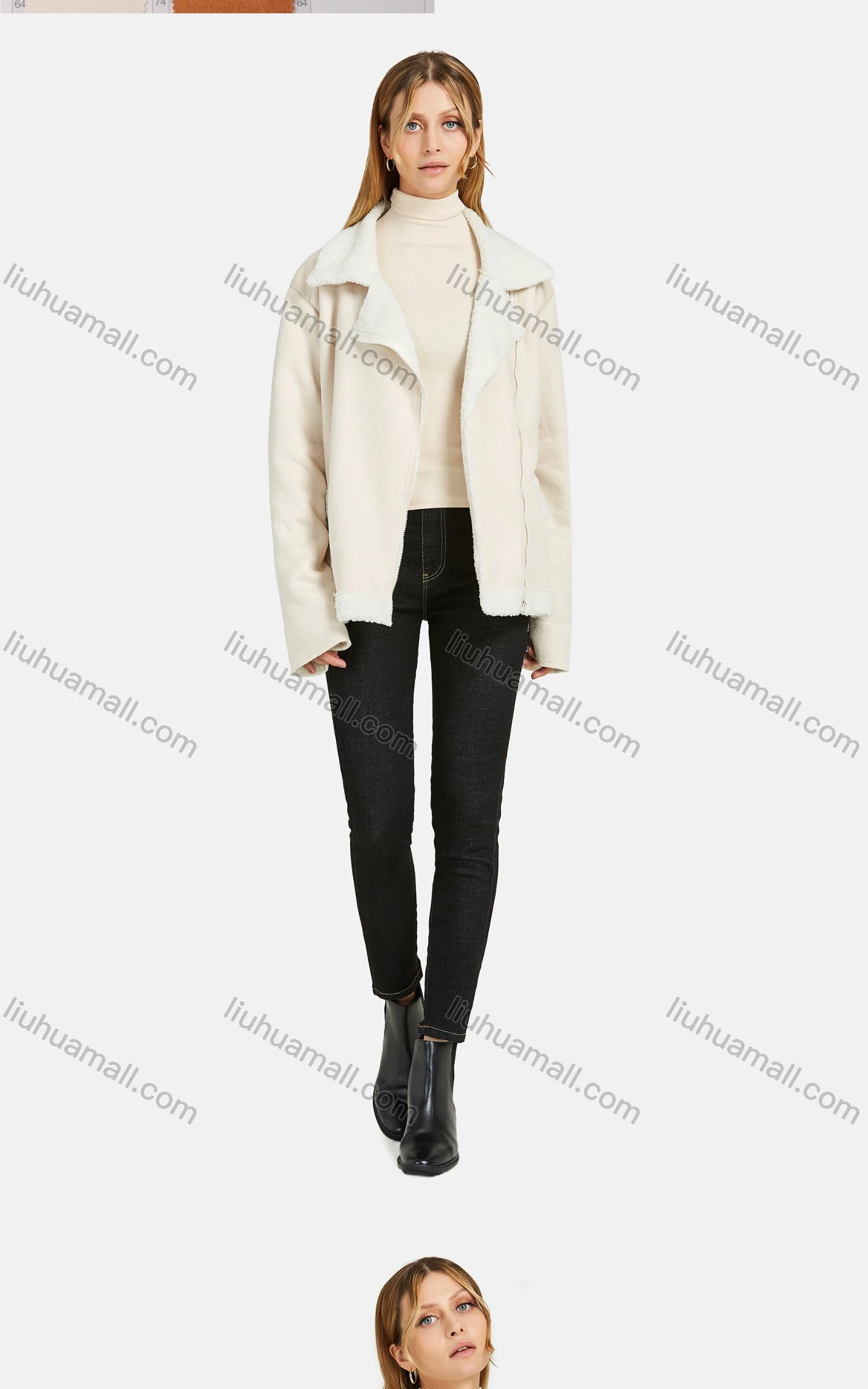 Wholesale Women's Casual Lapel Long Sleeve Fuzzy Thermal Lined Side Zipper Pockets Coat - Liuhuamall