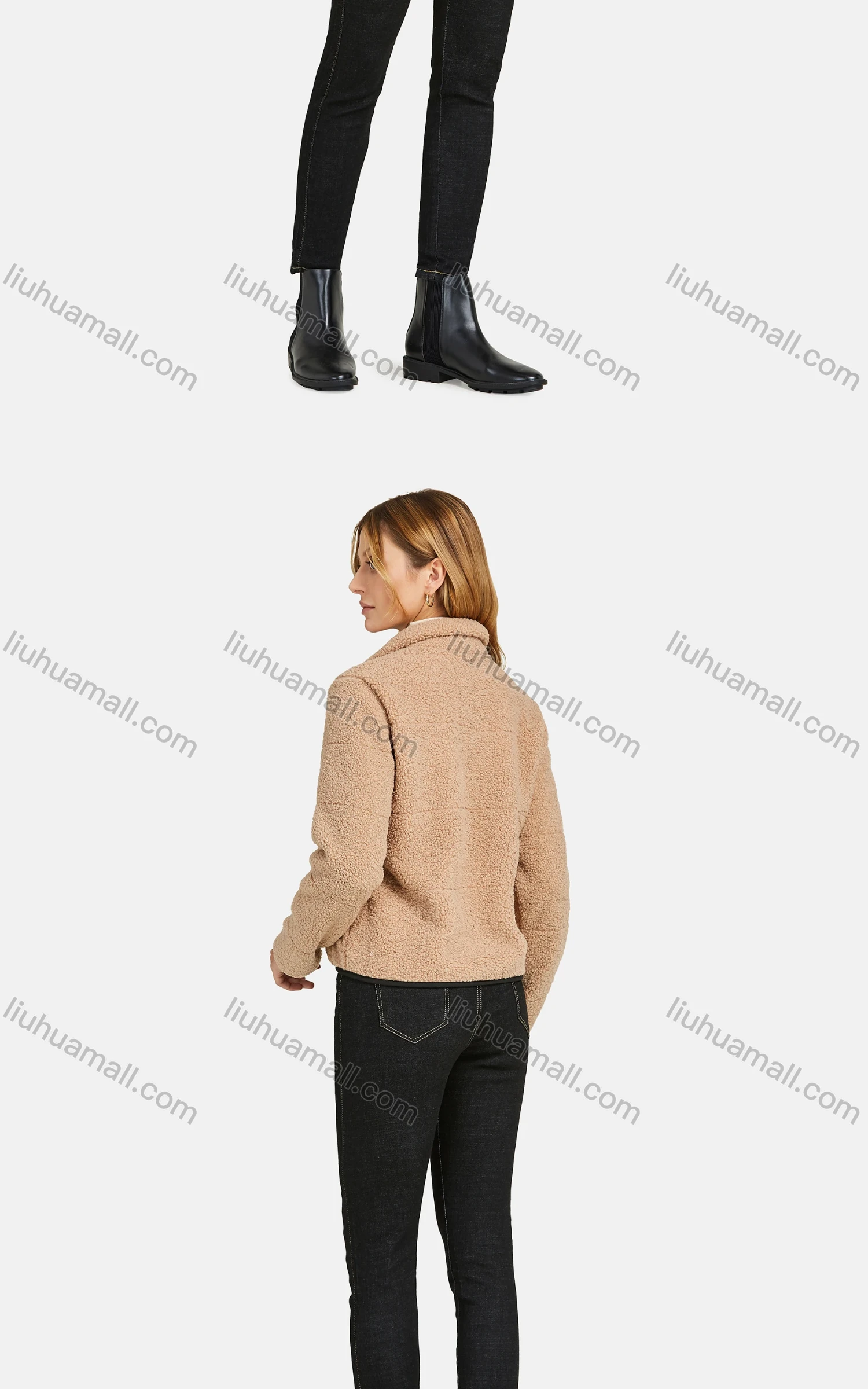 Wholesale Women's Casual Long Sleeve Fuzzy Thermal Lined Zipper Pockets Fluffy Jacket - Liuhuamall