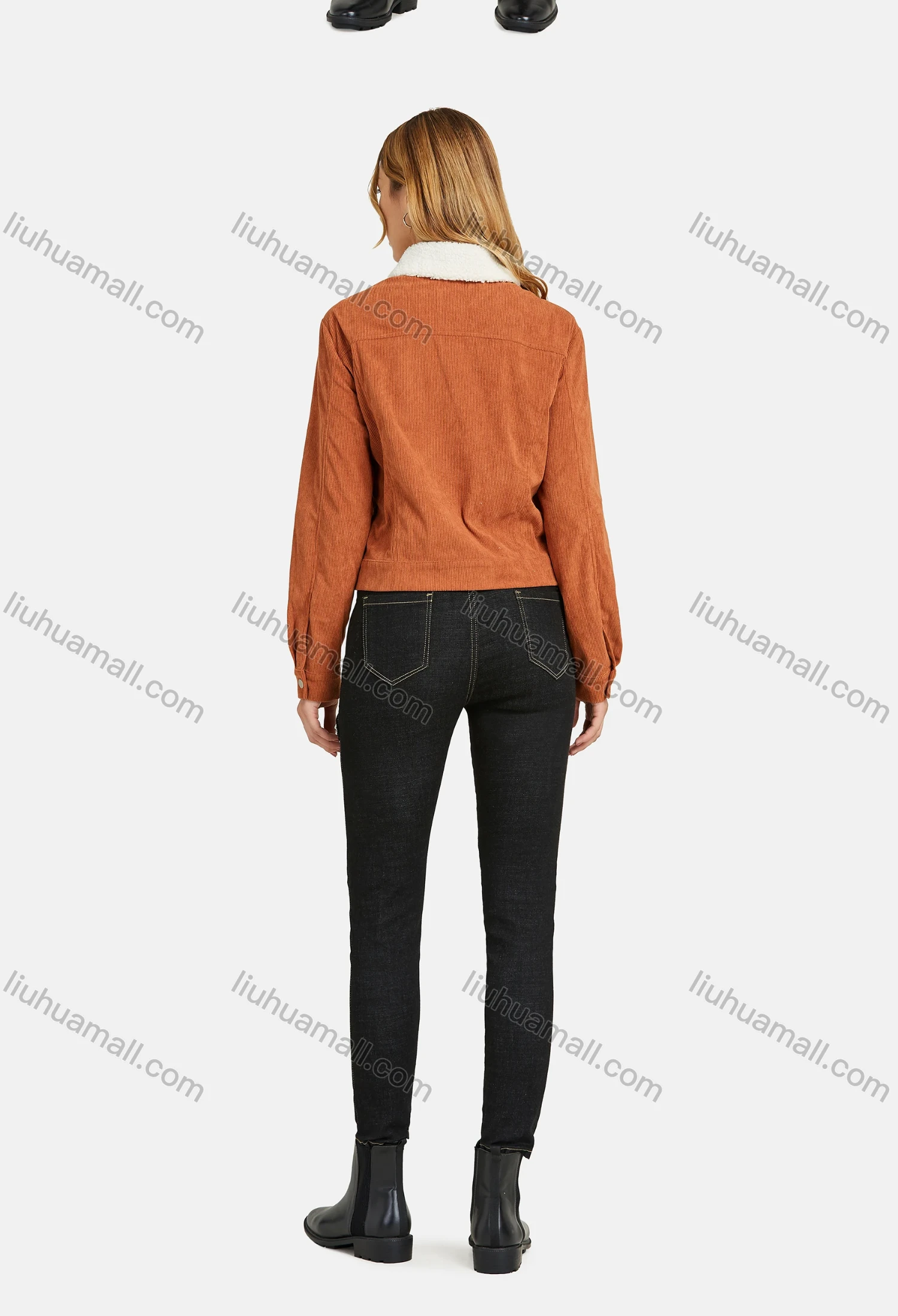 Wholesale Women's Long Sleeve Thermal Lined Buttons Fake Pockets Corduroy Jacket - Liuhuamall