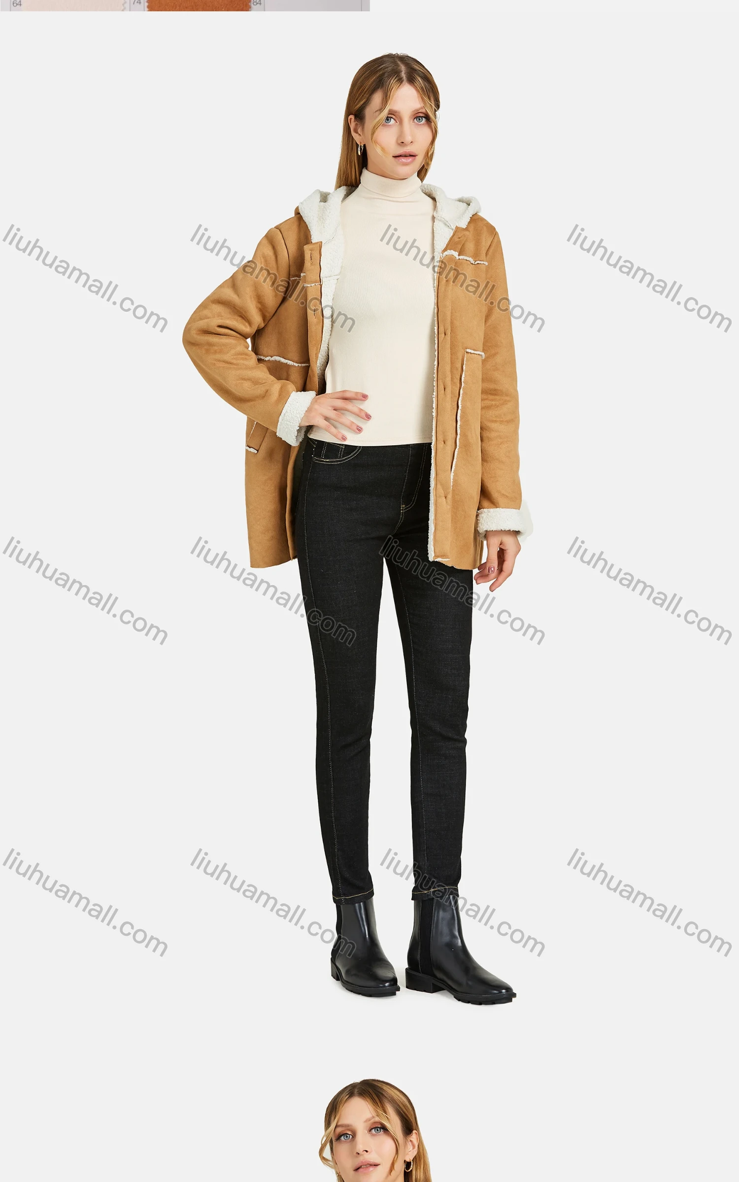 Wholesale Women's Hooded Long Sleeve Thermal Lined Button Down Pockets Coat - Liuhuamall