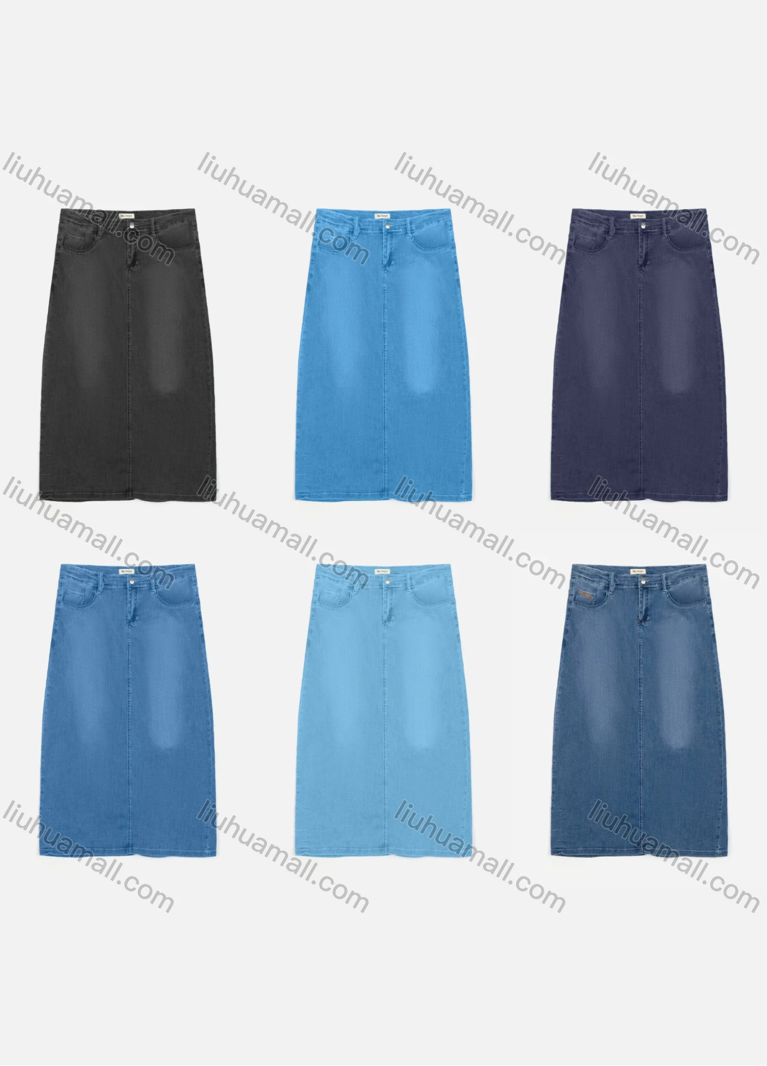 Wholesale Women's Casual Button Pockets Wash Denim Skirt - Liuhuamall