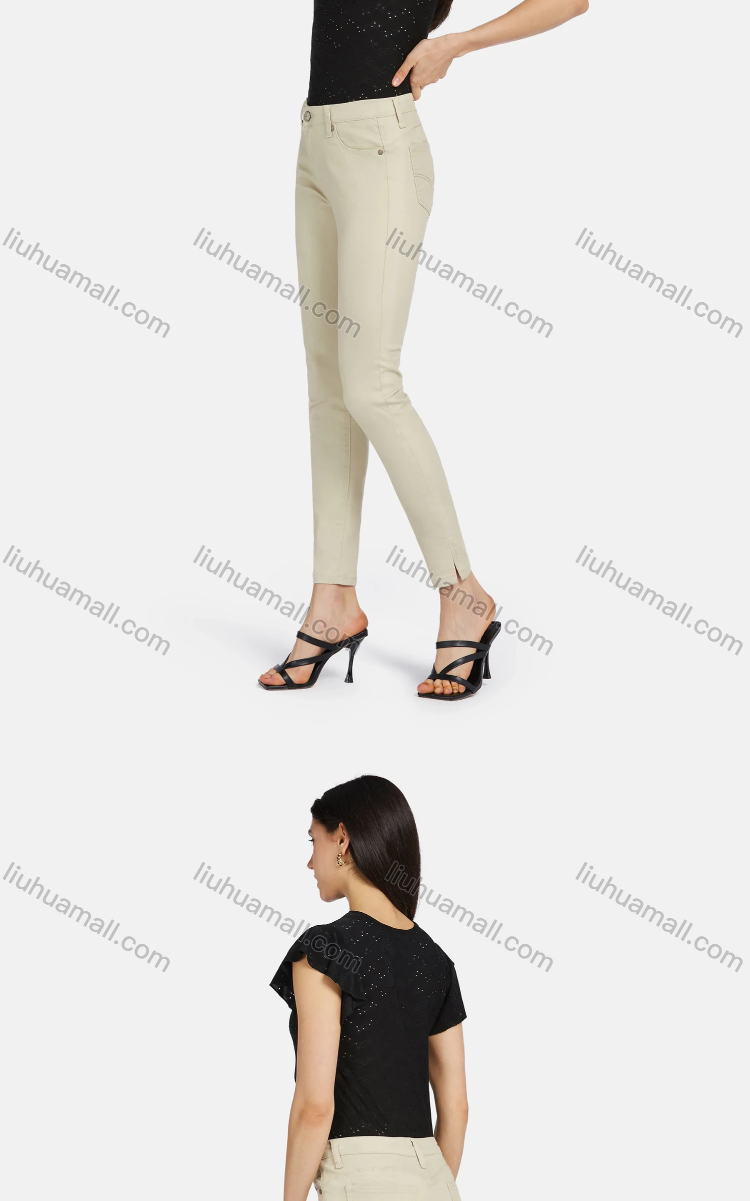 Wholesale Women's Casual Ruffle Sleeve Eyelet Embroidered Tops 8403# - Liuhuamall