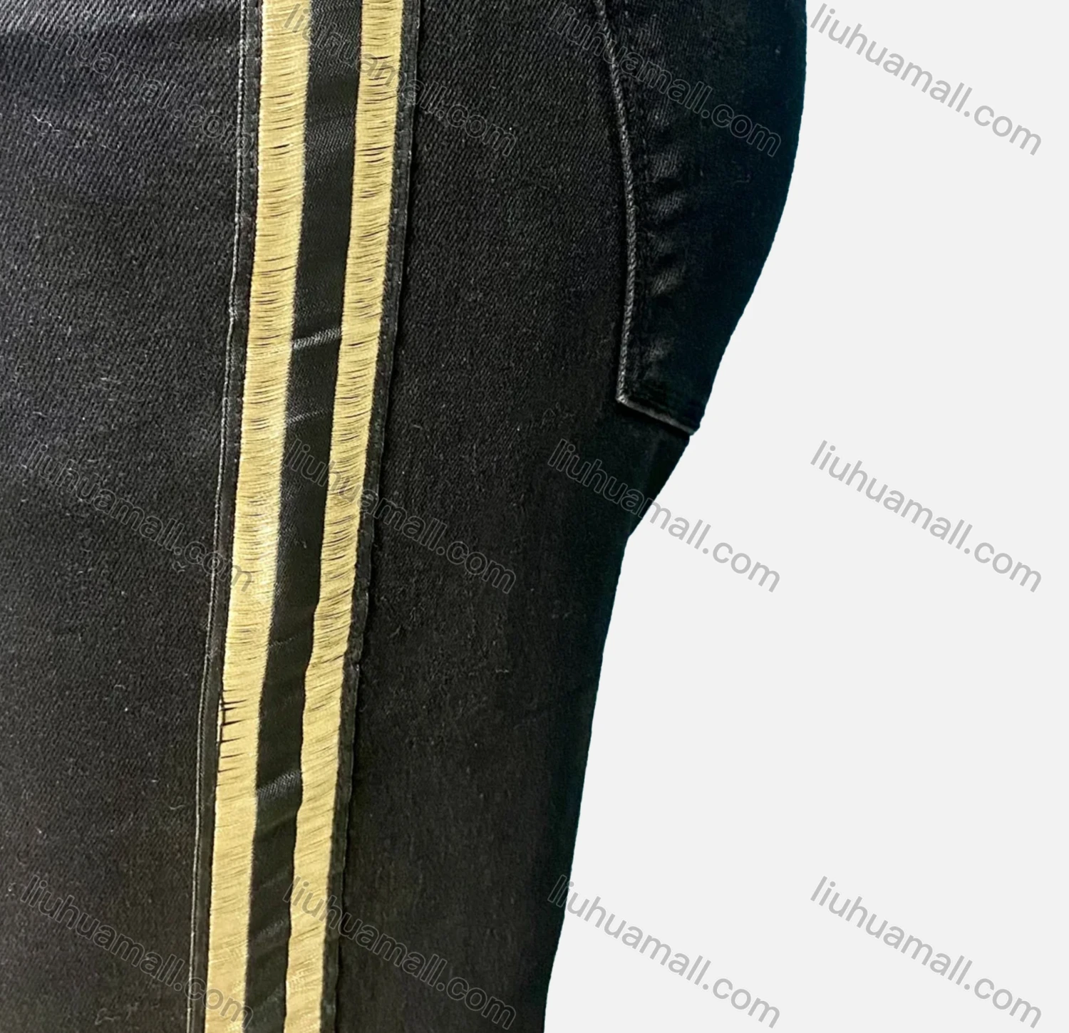 Wholesale Women's Casual Plain Multiple Pockets Striped Trim Skinny Jeans 42080# - Liuhuamall