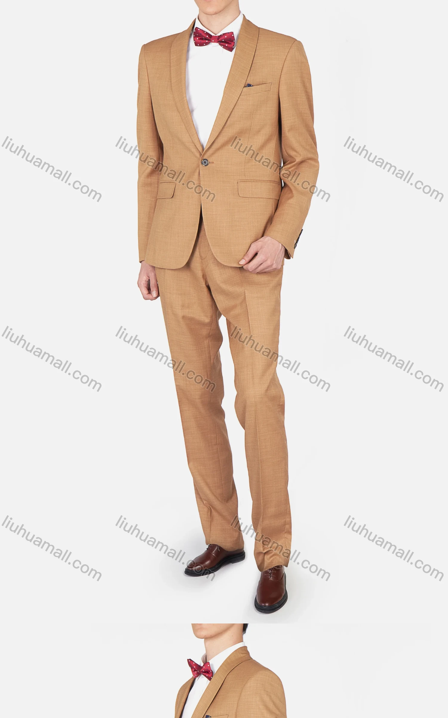 Wholesale Men's Fashion Plain Shawl Collar One Button Pockets Blazer & Trousers 2 Piece Sets - Liuhuamall