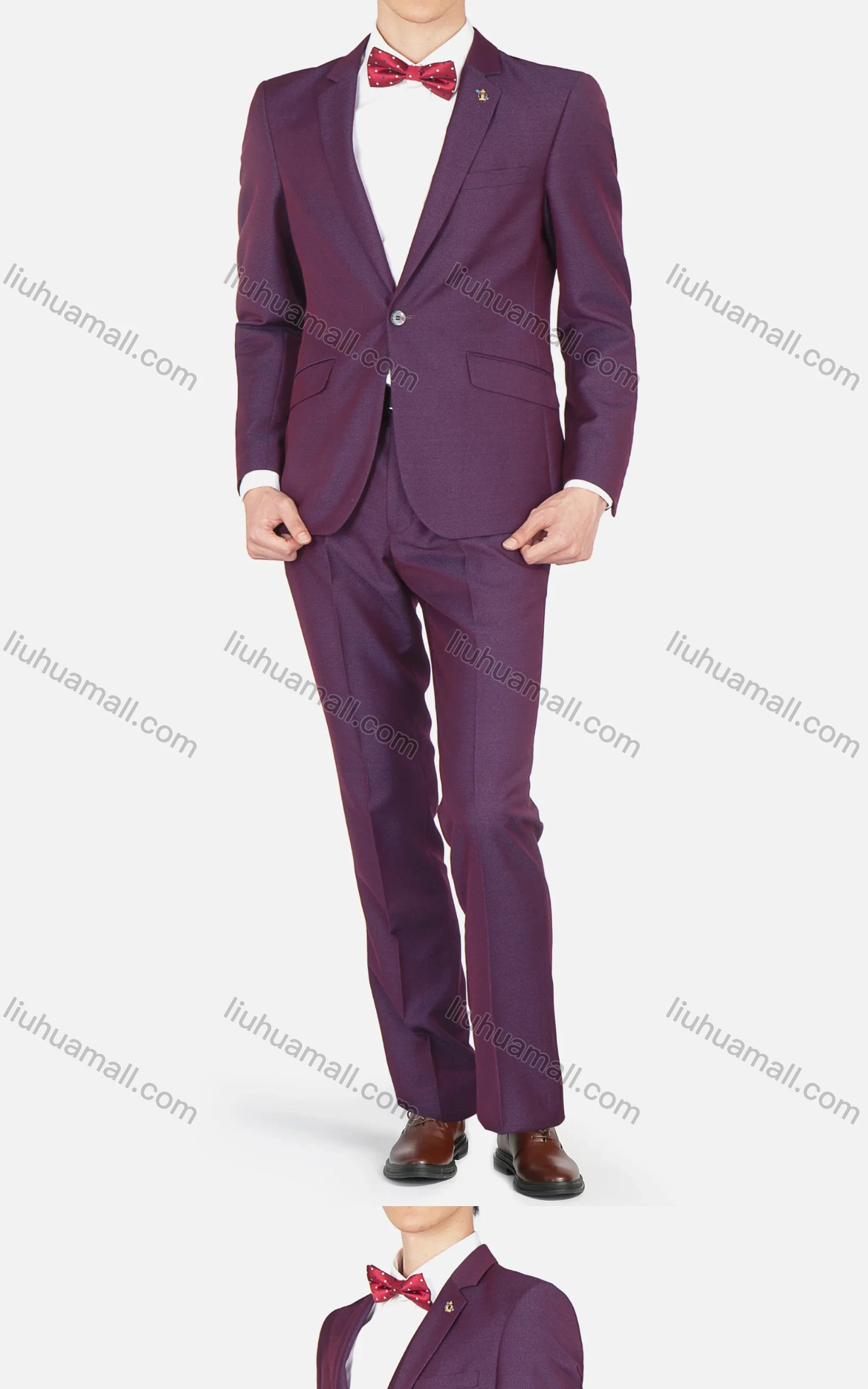 Wholesale Men's Fashion Plain Lapel One Button Flap Pockets Blazer & Trousers 2 Piece Sets - Liuhuamall
