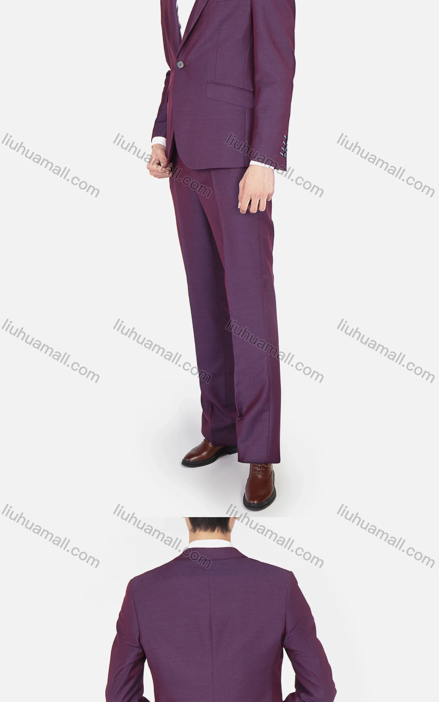Wholesale Men's Fashion Plain Lapel One Button Flap Pockets Blazer & Trousers 2 Piece Sets - Liuhuamall