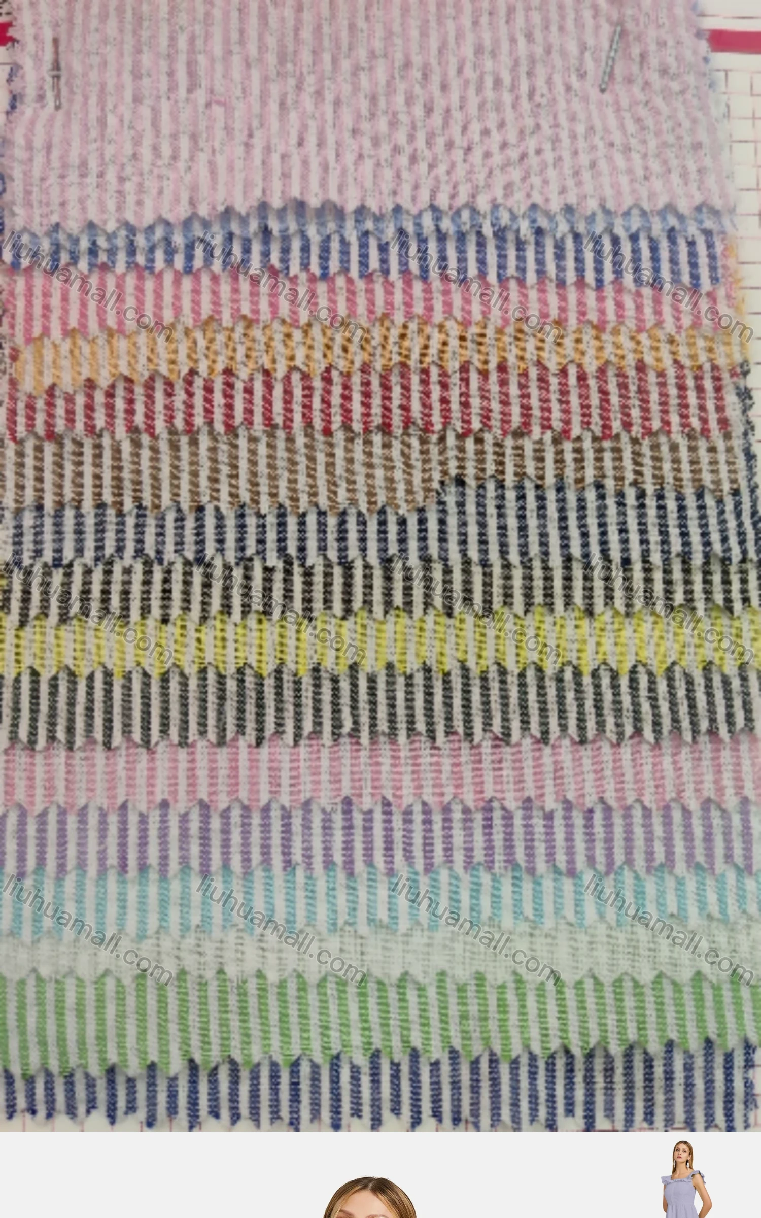 Wholesale Women's Striped Square Neck Button Front Ruffle Trim Shirred Midi Tank Dress - Liuhuamall