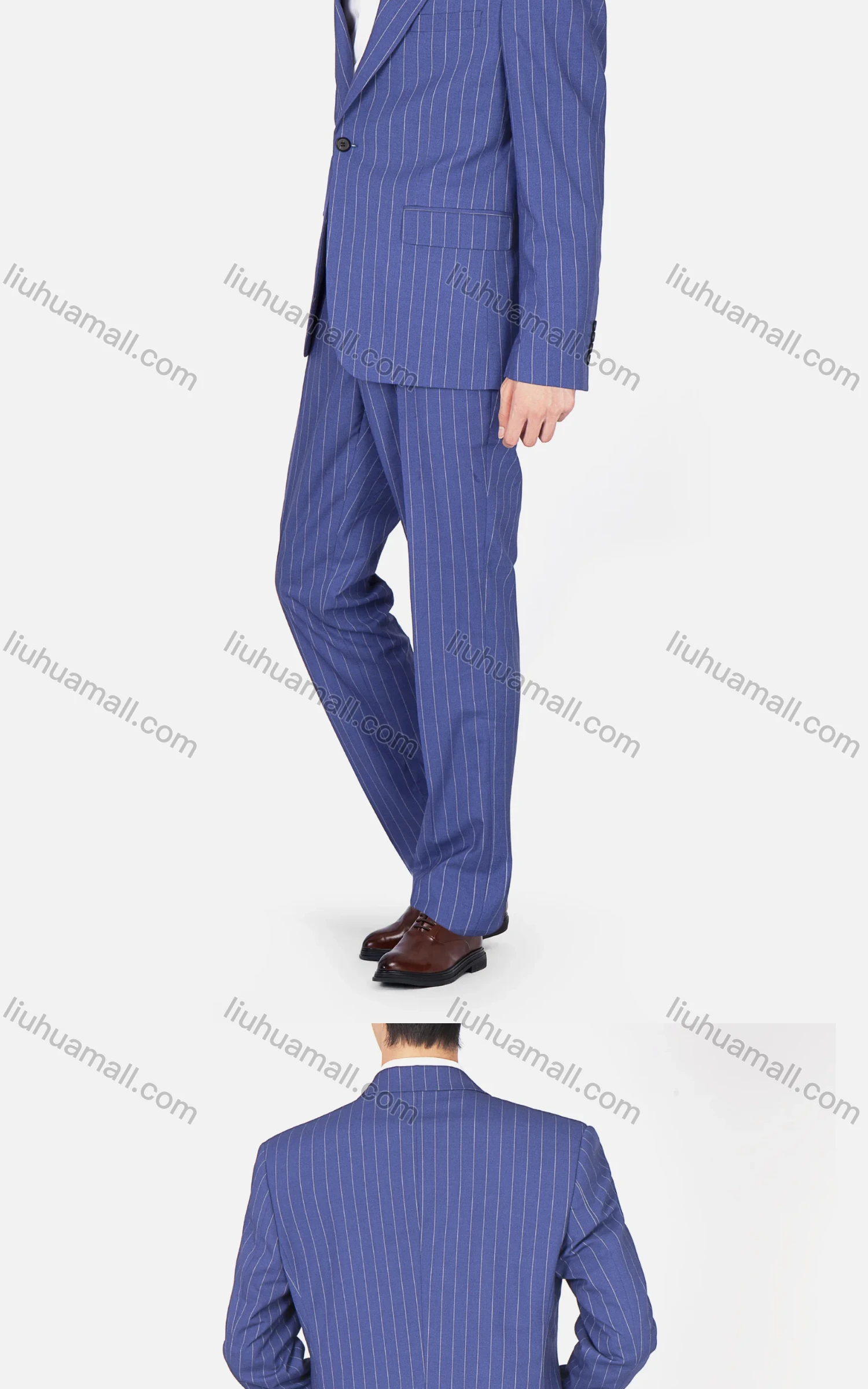 Wholesale Men's Fashion Striped Lapel One Button Pockets Blazer & Pants 2 Piece Sets - Liuhuamall