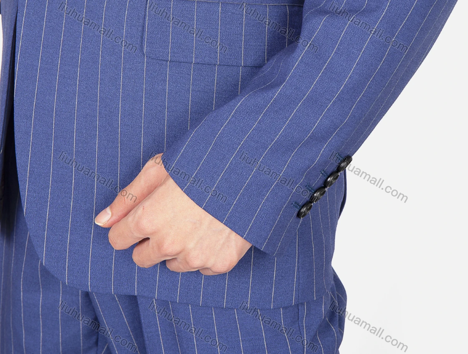 Wholesale Men's Fashion Striped Lapel One Button Pockets Blazer & Pants 2 Piece Sets - Liuhuamall