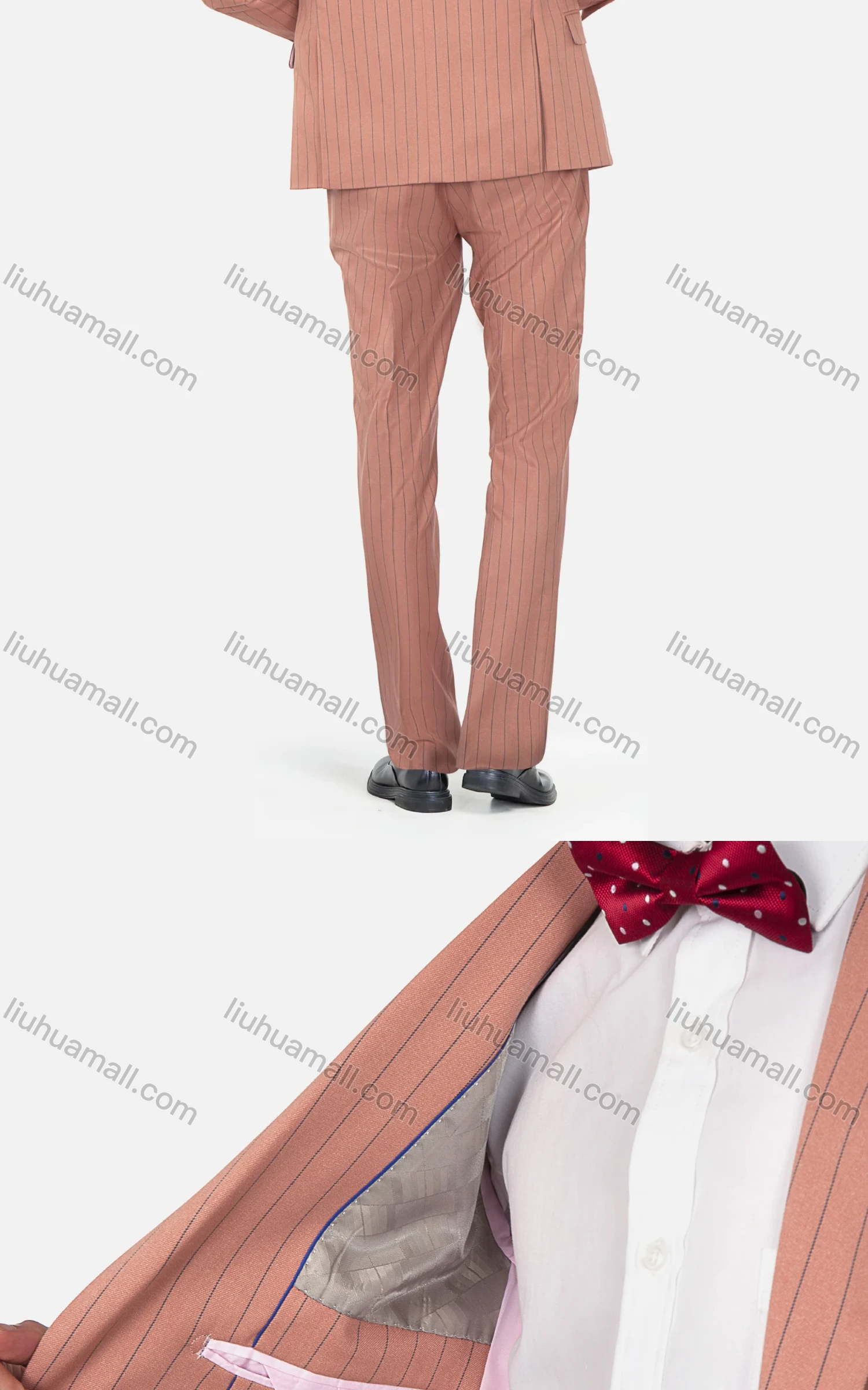 Wholesale Men's Fashion Lapel Single Breasted Striped Pockets Blazer & Pants 2 Piece Suit Sets - Liuhuamall