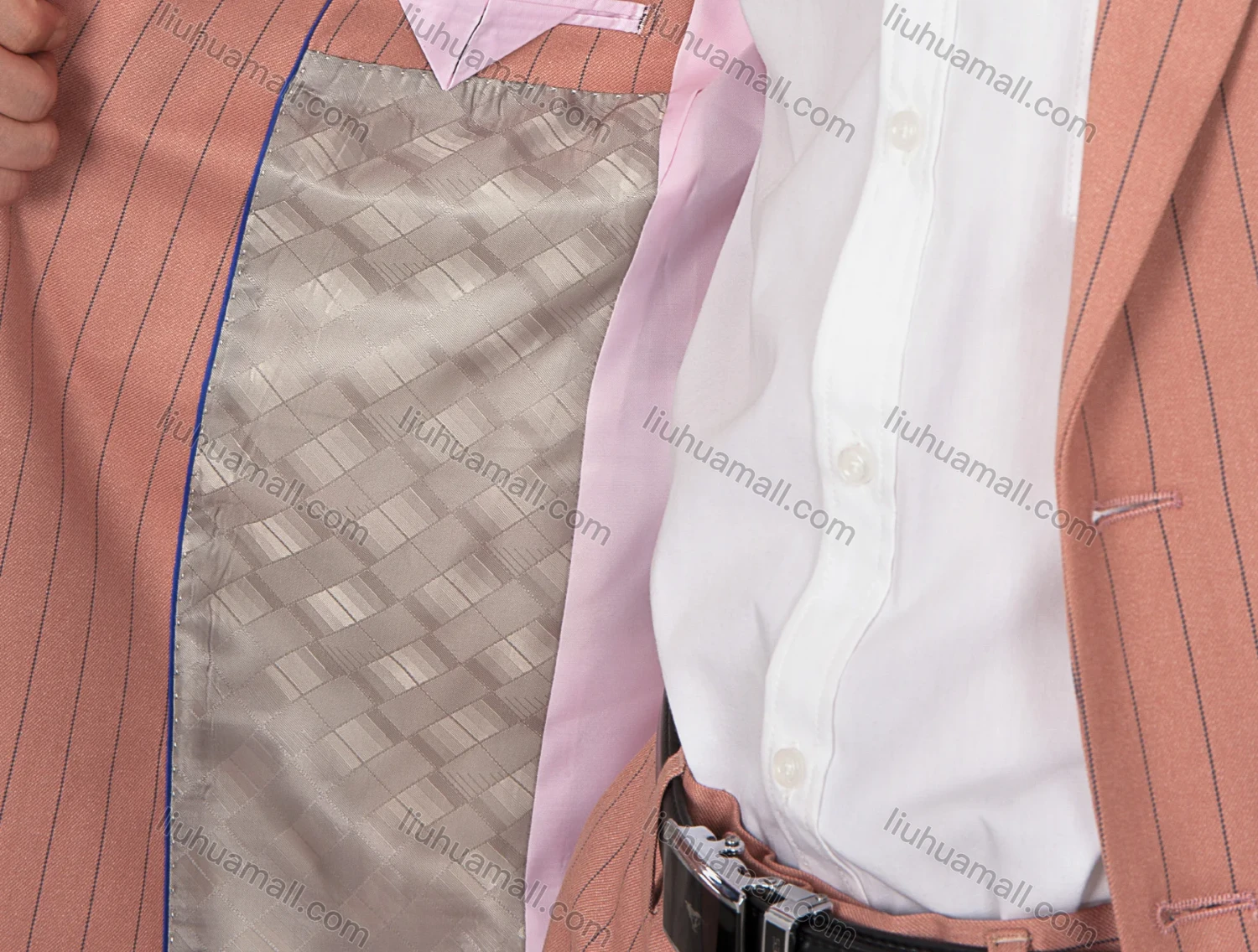 Wholesale Men's Fashion Lapel Single Breasted Striped Pockets Blazer & Pants 2 Piece Suit Sets - Liuhuamall