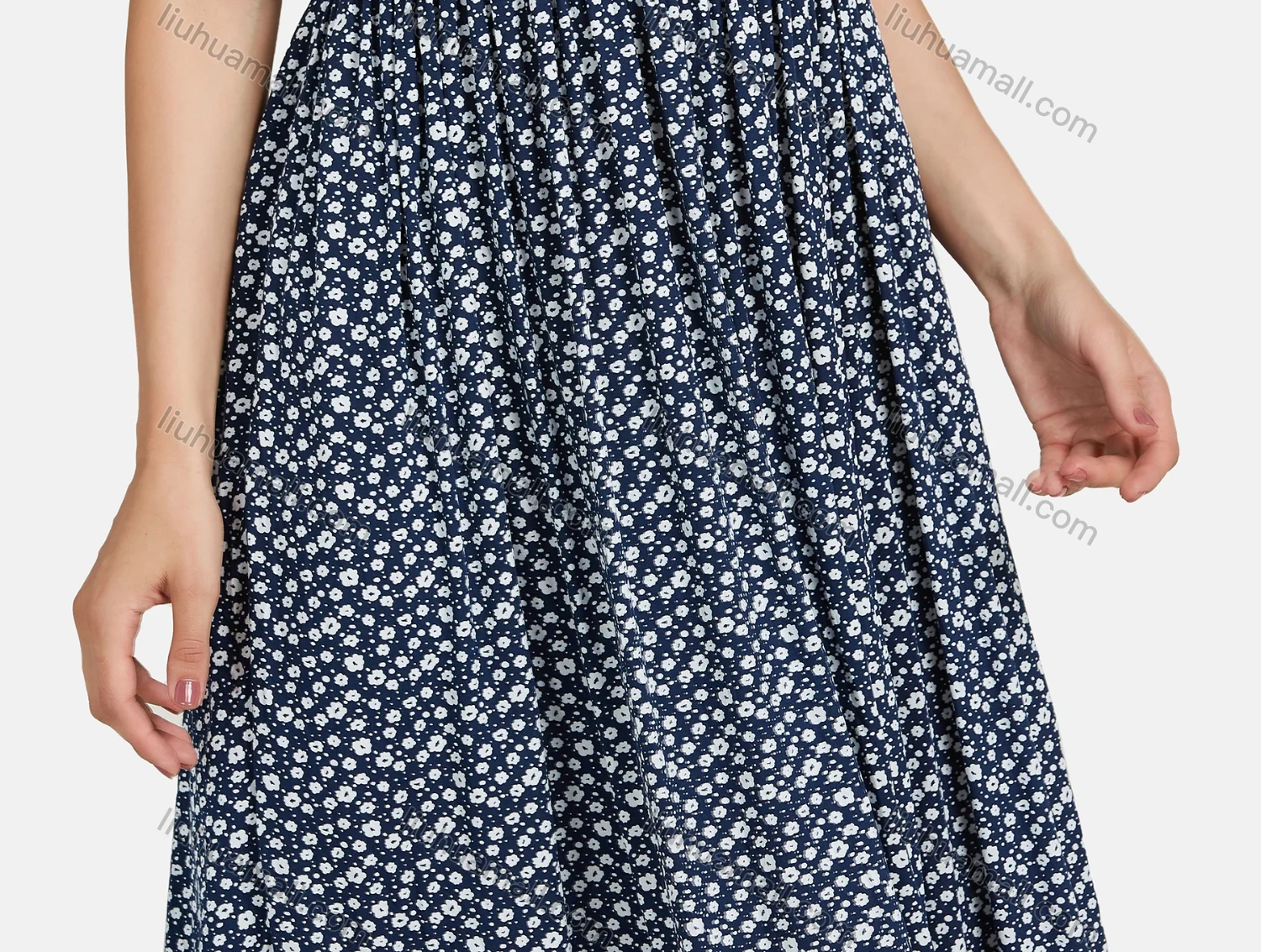 Wholesale Women's Square Neck Spaghetti Strap Floral Print Cami Maxi Dress A03# - Liuhuamall