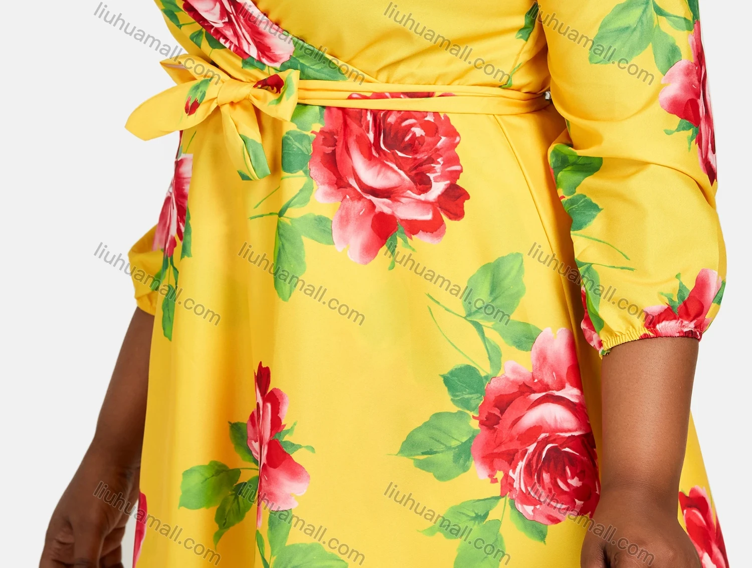 Wholesale Women's Casual Wrap V Neck Flower Print Lace Up Tiered Short Dress - Liuhuamall