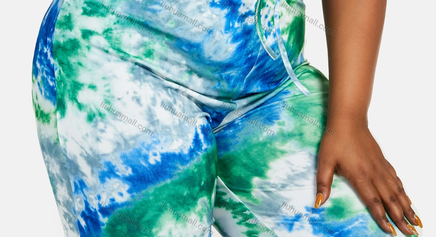 Wholesale Women's V Neck Abstract Print Lace Up Sporty Tank Top&Trouser Sets - Liuhuamall