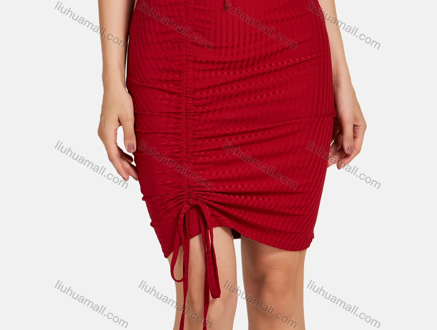 Wholesale Women's Sexy Solid Lace Up Ruched Tank Top&Skirt Sets 1271# - Liuhuamall