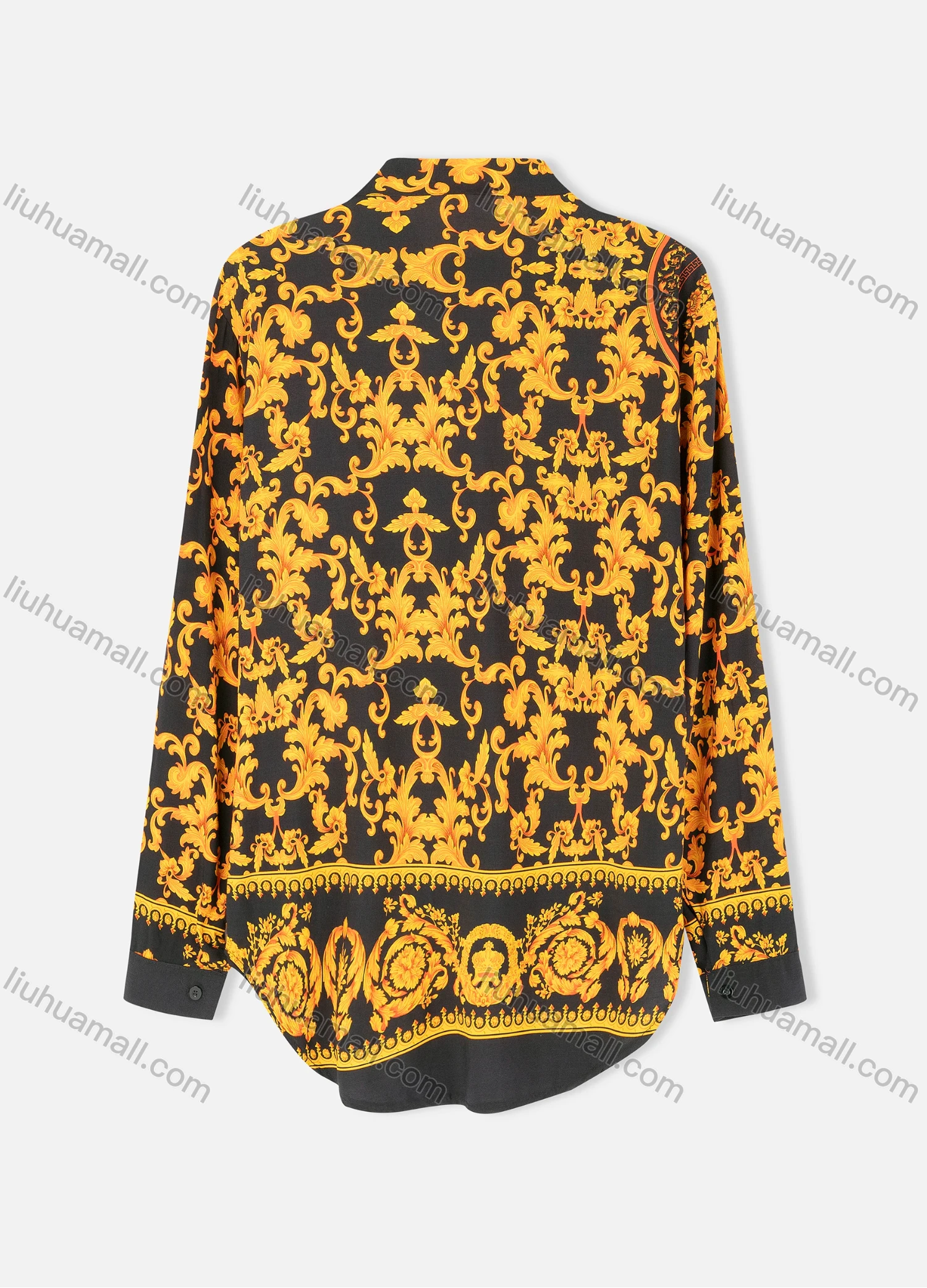 Wholesale Women's Plus Size Fashion Long Sleeve Button Down Allover Baroque Print Shirt - Liuhuamall