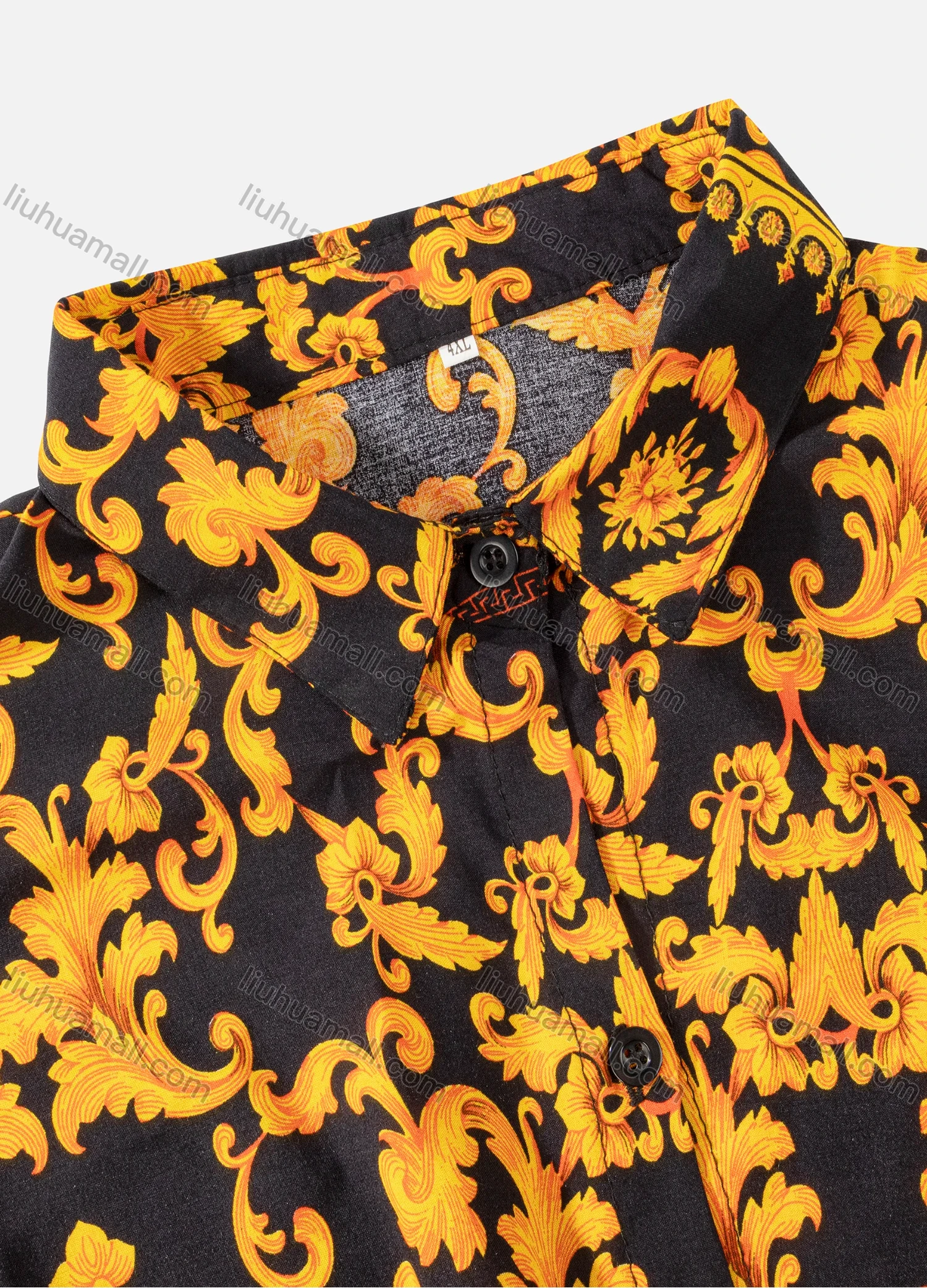 Wholesale Women's Plus Size Fashion Long Sleeve Button Down Allover Baroque Print Shirt - Liuhuamall