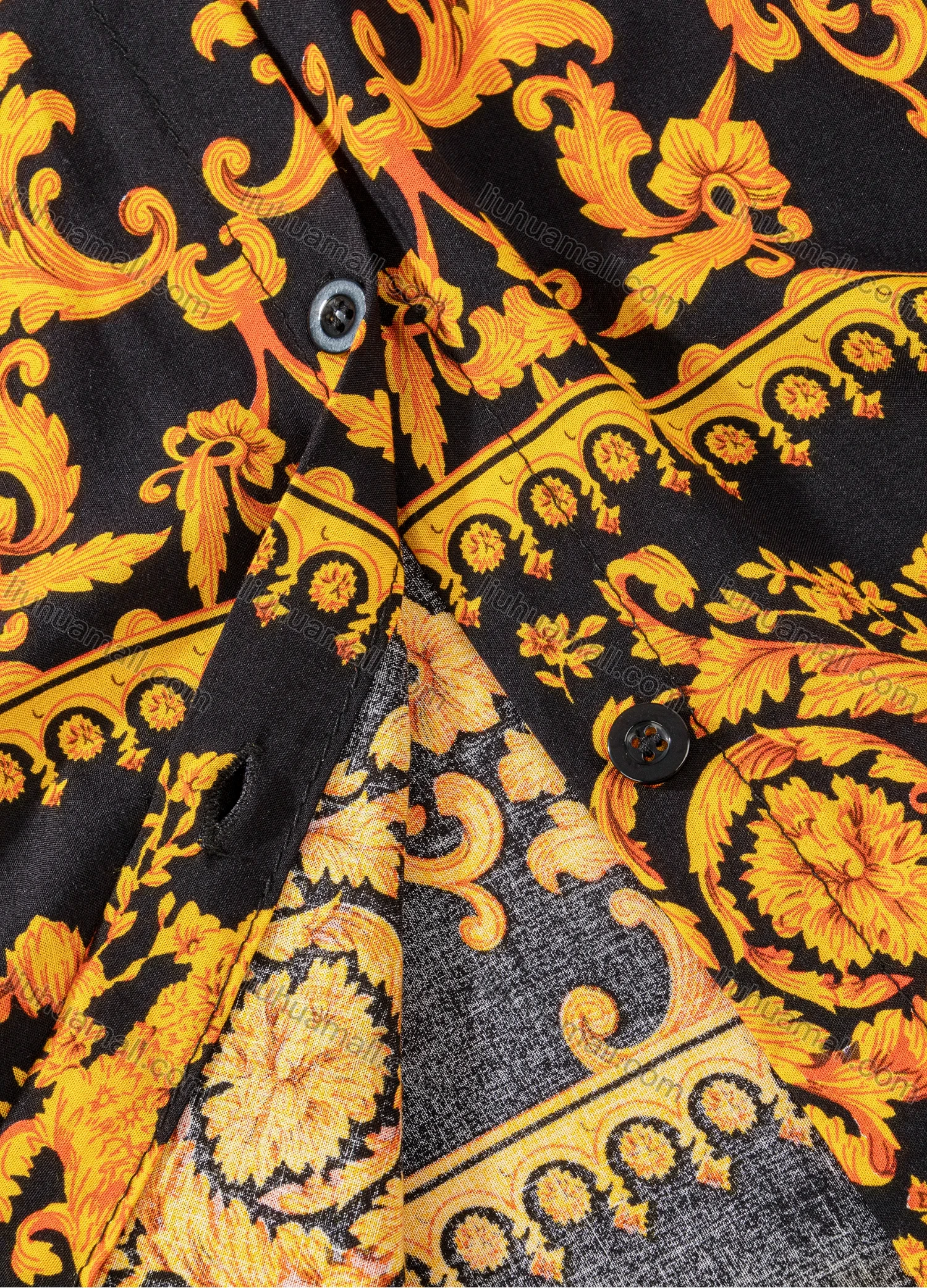Wholesale Women's Plus Size Fashion Long Sleeve Button Down Allover Baroque Print Shirt - Liuhuamall