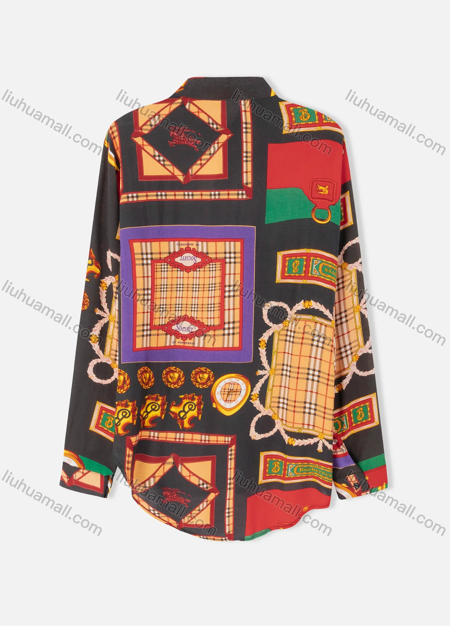 Wholesale Women's Plus Size Fashion Long Sleeve Button Down Allover Patchwork Print Shirt - Liuhuamall