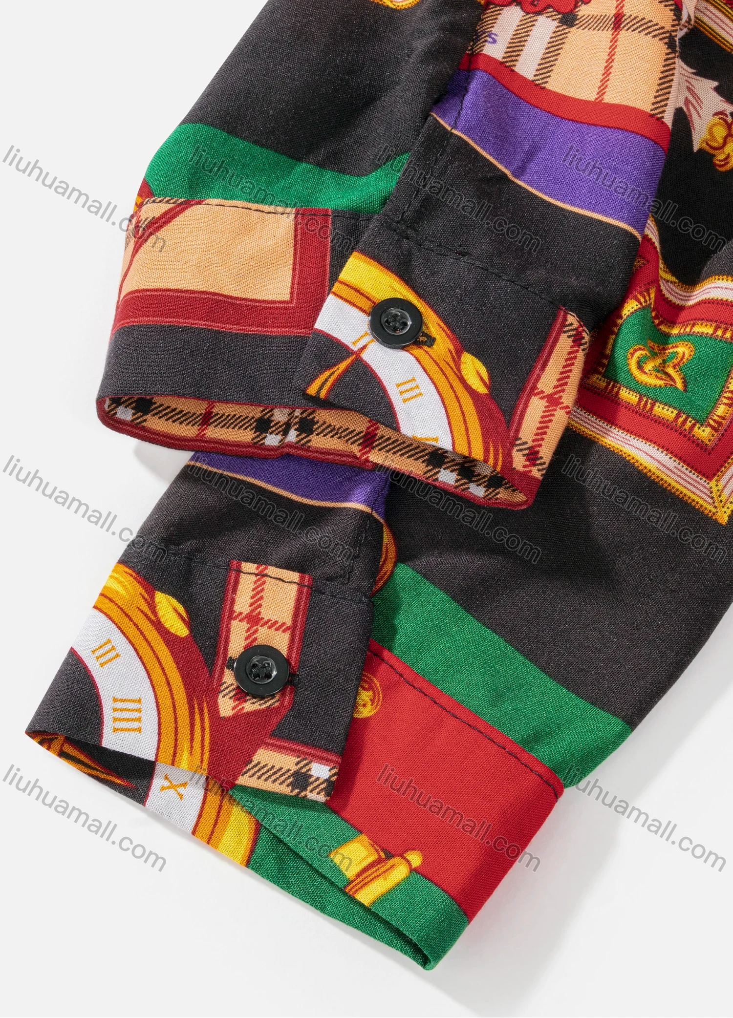 Wholesale Women's Plus Size Fashion Long Sleeve Button Down Allover Patchwork Print Shirt - Liuhuamall