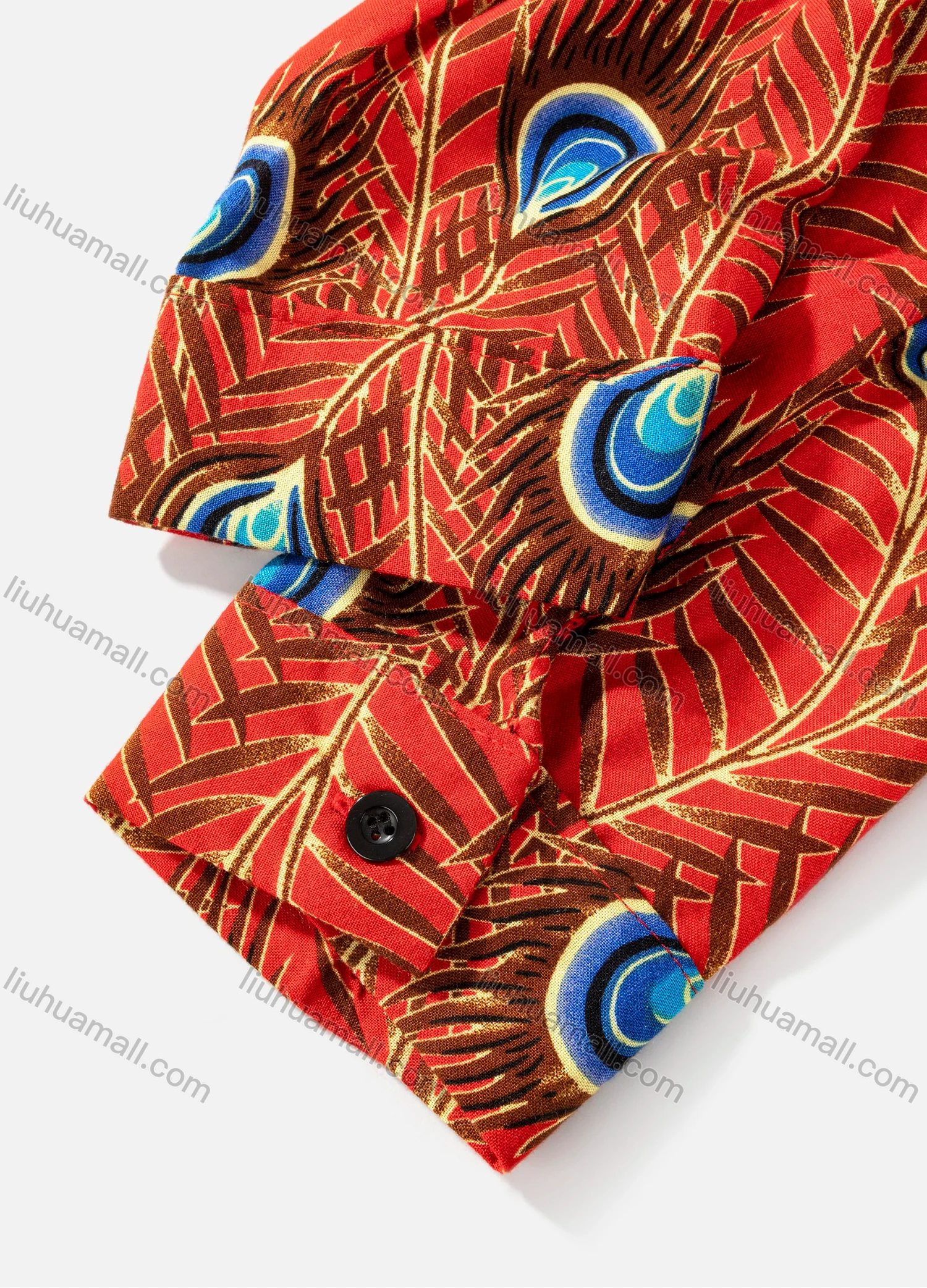 Wholesale Women's Plus Size Fashion Long Sleeve Button Down Peacock Feather Shirt - Liuhuamall