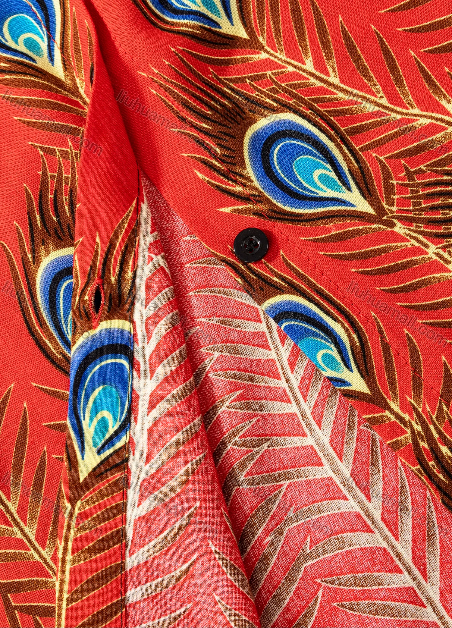 Wholesale Women's Plus Size Fashion Long Sleeve Button Down Peacock Feather Shirt - Liuhuamall